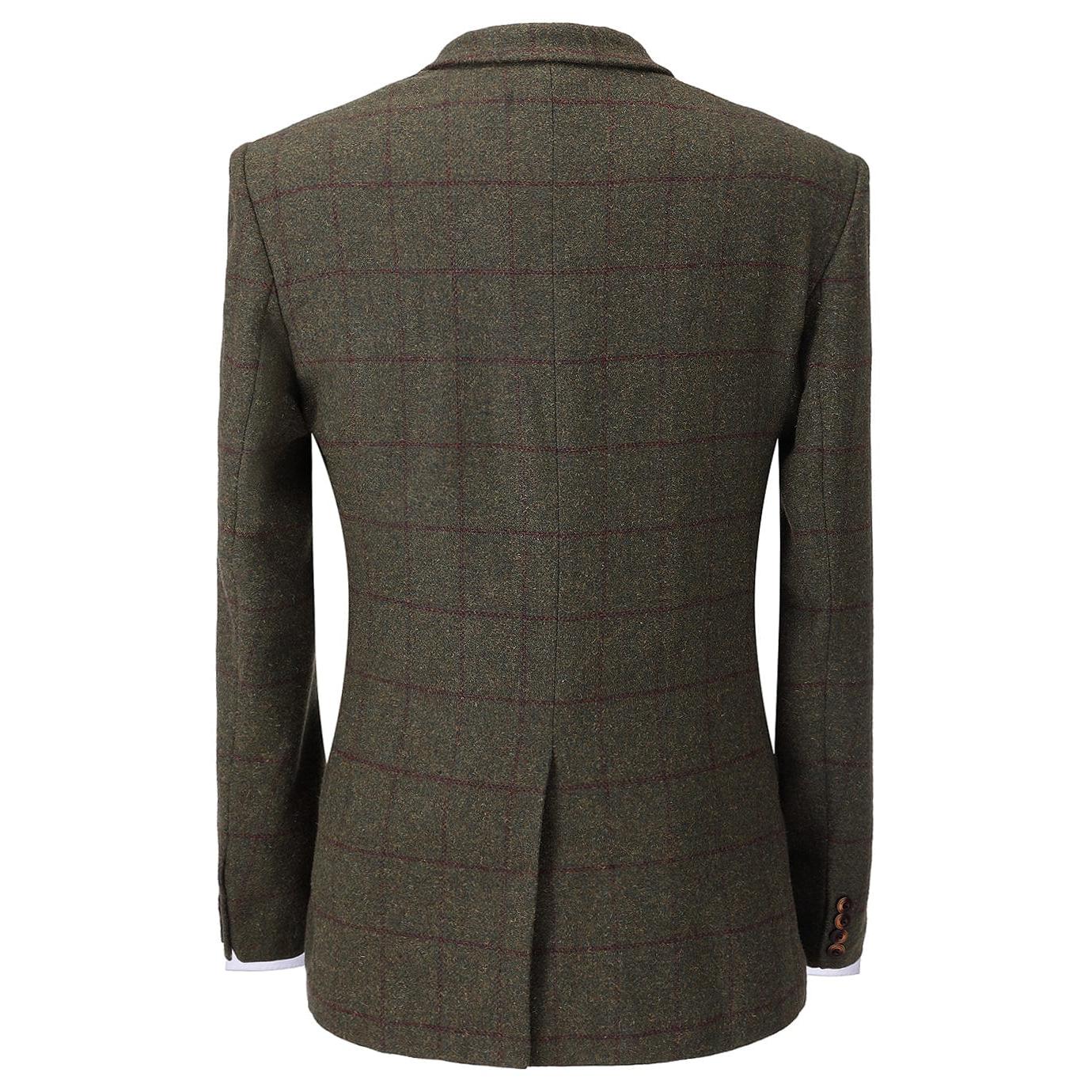 ceehuteey Formal Men's Business 3 Pieces Tweed Plaid Notch Lapel Suit Men for Wedding(Blazer+vest+Pants)