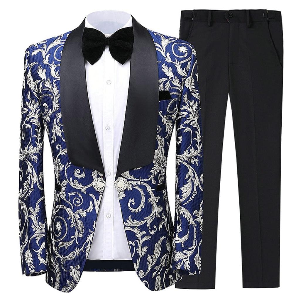ceehuteey Formal Men's Suit Double Breasted Slim Fit 2 Pieces Business Tuxedos (Blazer+Pants)