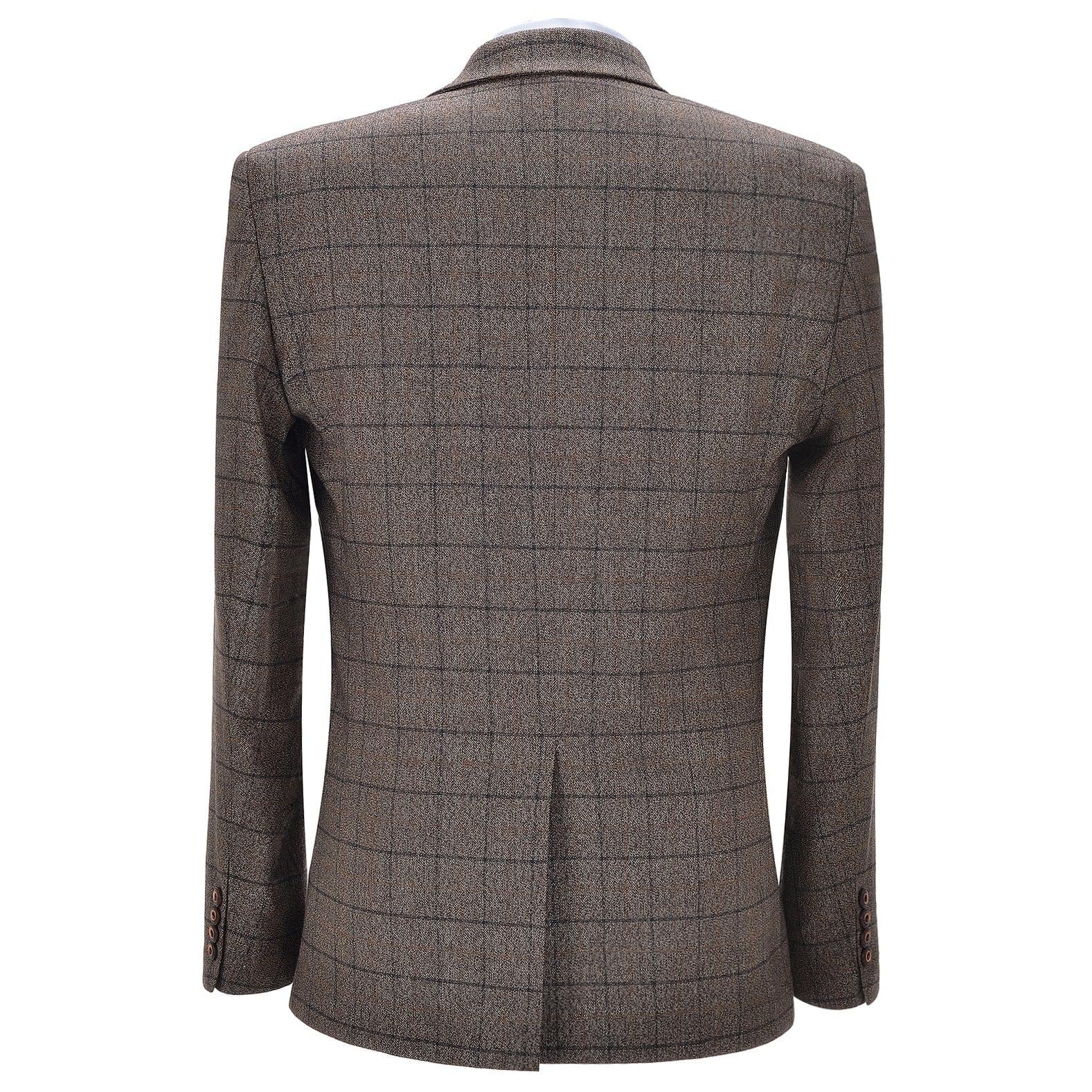 ceehuteey Formal Men's Tweed Plaid Business 3 Pieces Notch Lapel Suit (Blazer+vest+Pants)