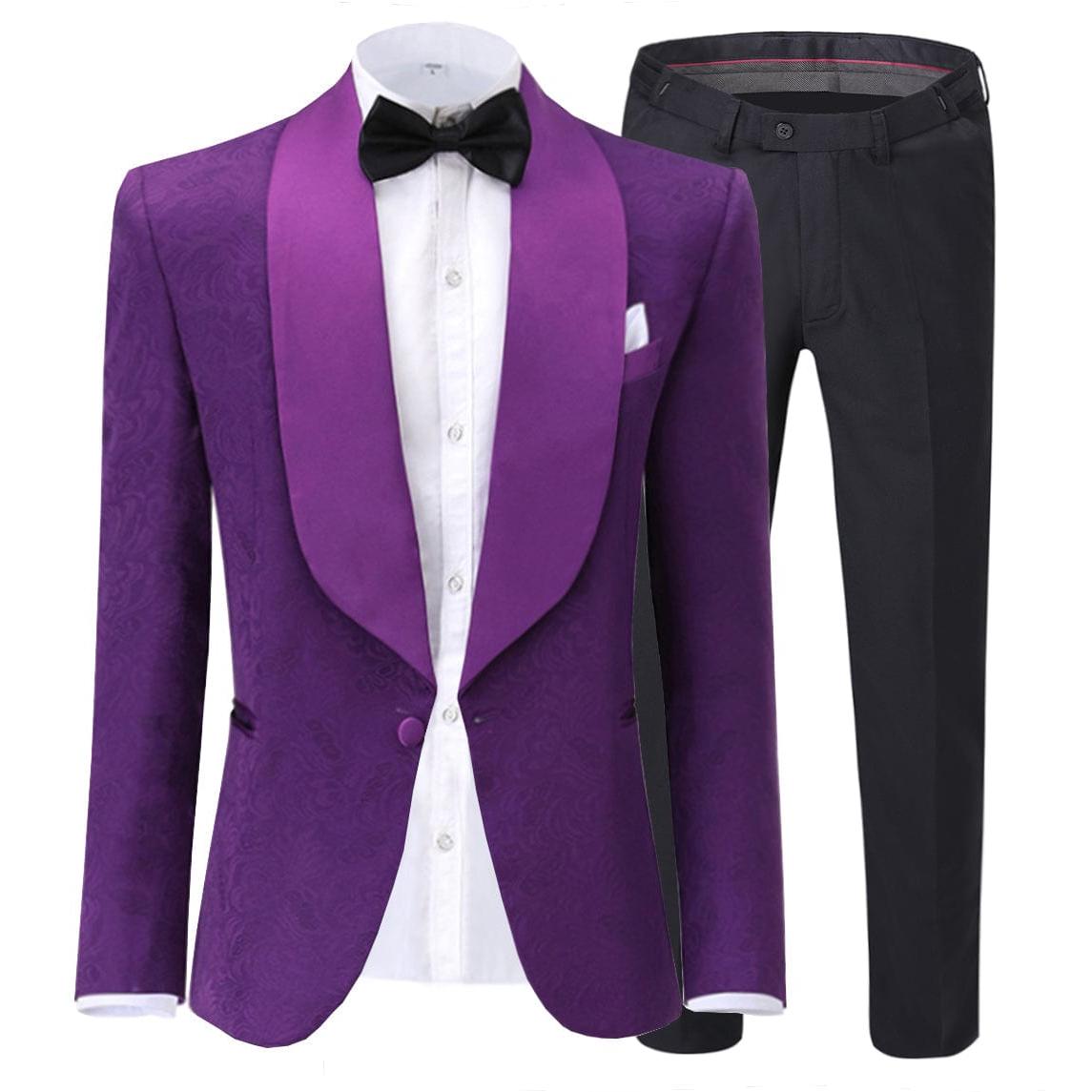 ceehuteey Formal Mens Suit 2 Pieces Shawl Lapel Tuxedos (Blazer+Pants)