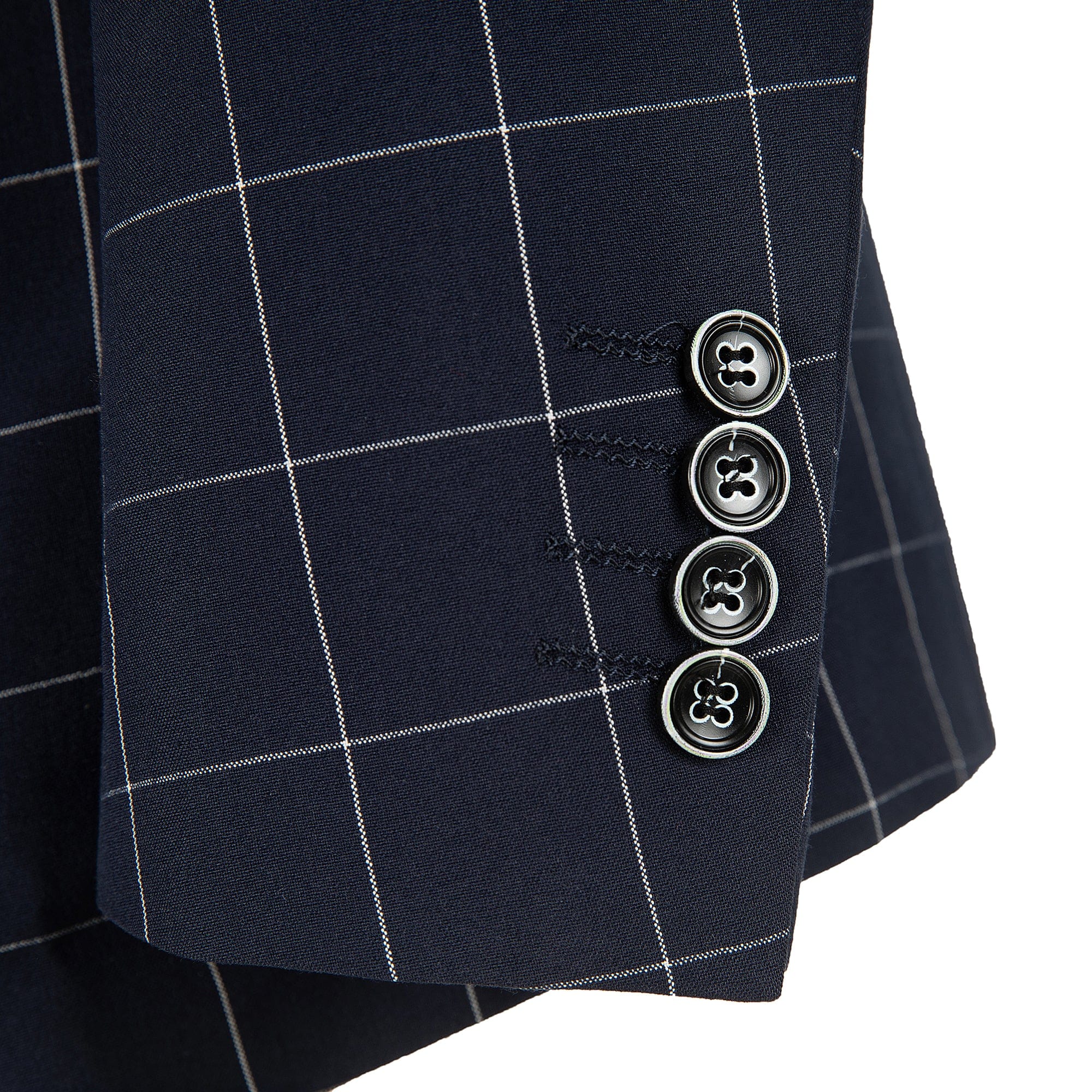 ceehuteey Formal Mens Suit 3 Pieces Check Plaid Peak Lapel Tuxedos for Wedding (Blazer+Vest+Pants)