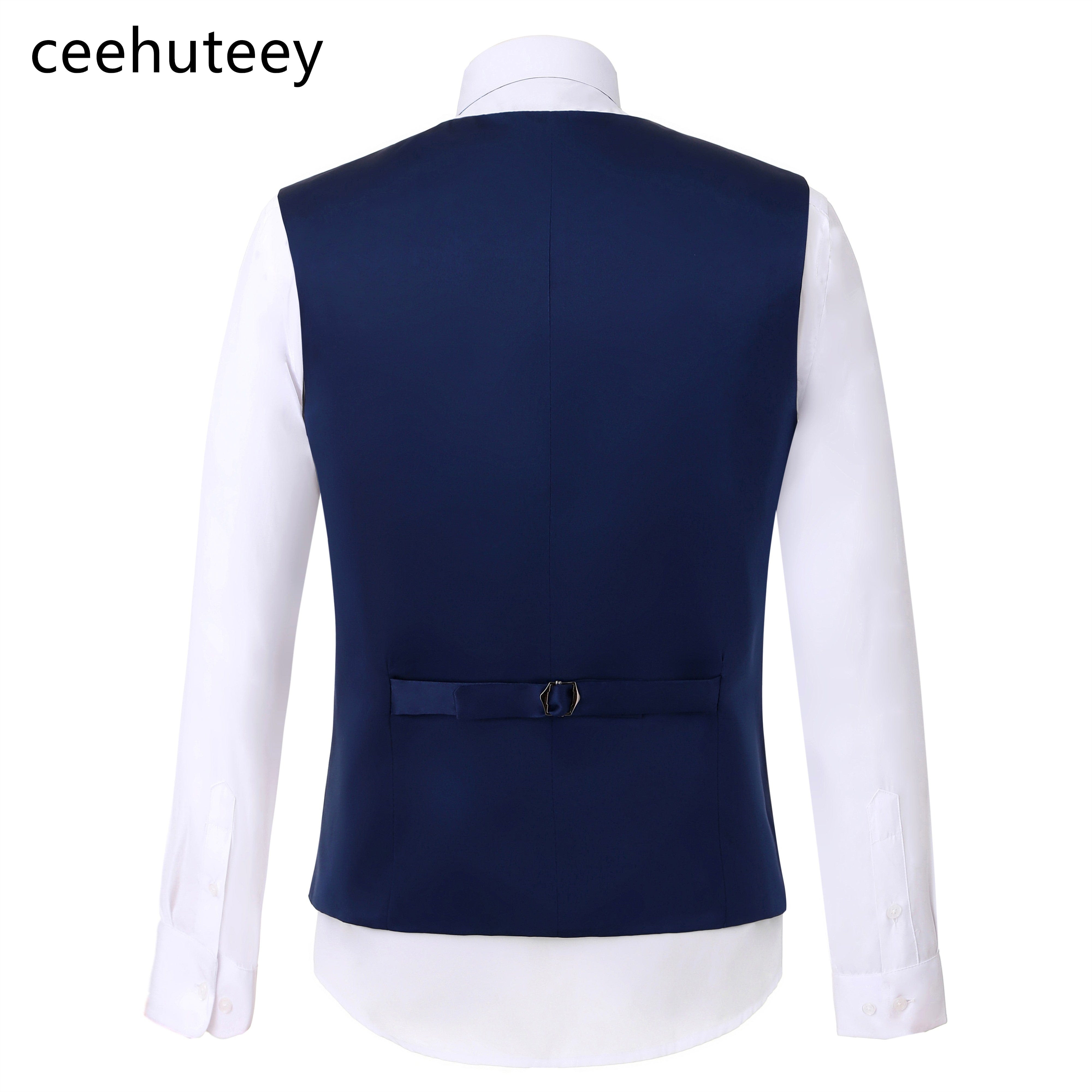 ceehuteey Formal Plaid Men's Business 3 Pieces Tweed Notch Lapel Suit (Blazer+vest+Pants)