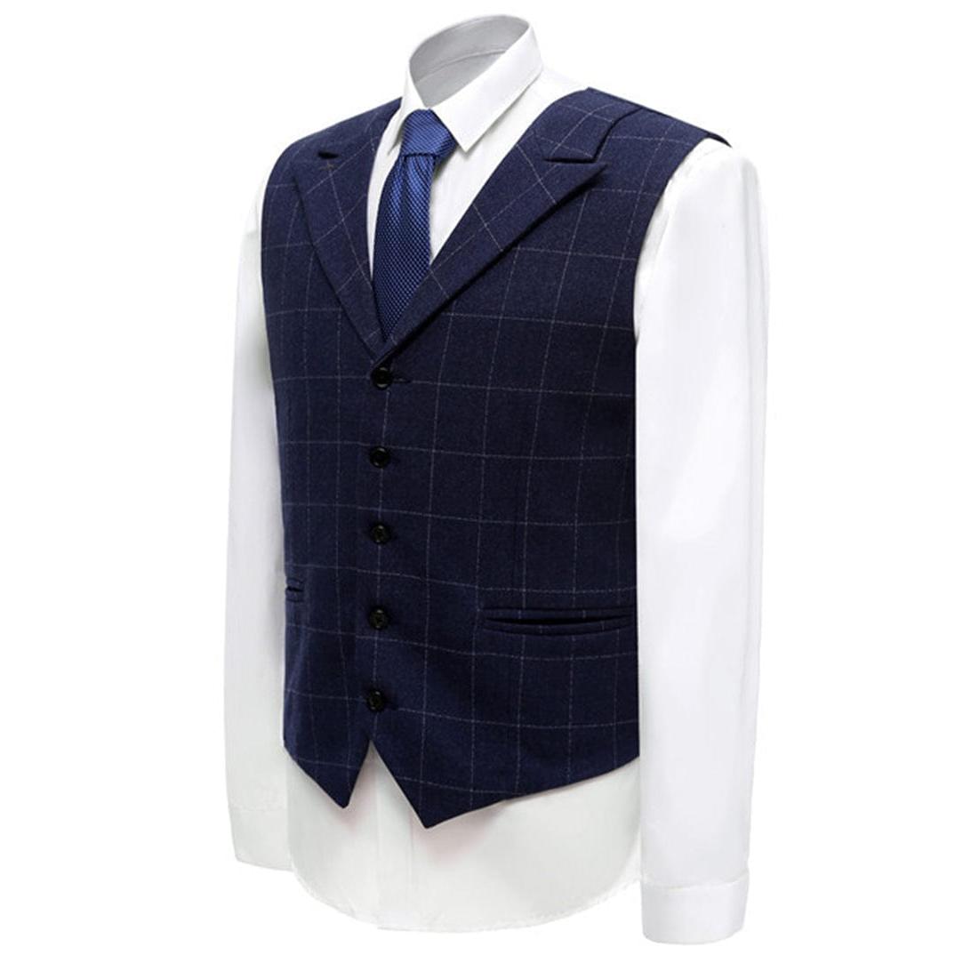 ceehuteey Formal Plaid Peak Lapel Waistcoat Slim Fit Suit Vest