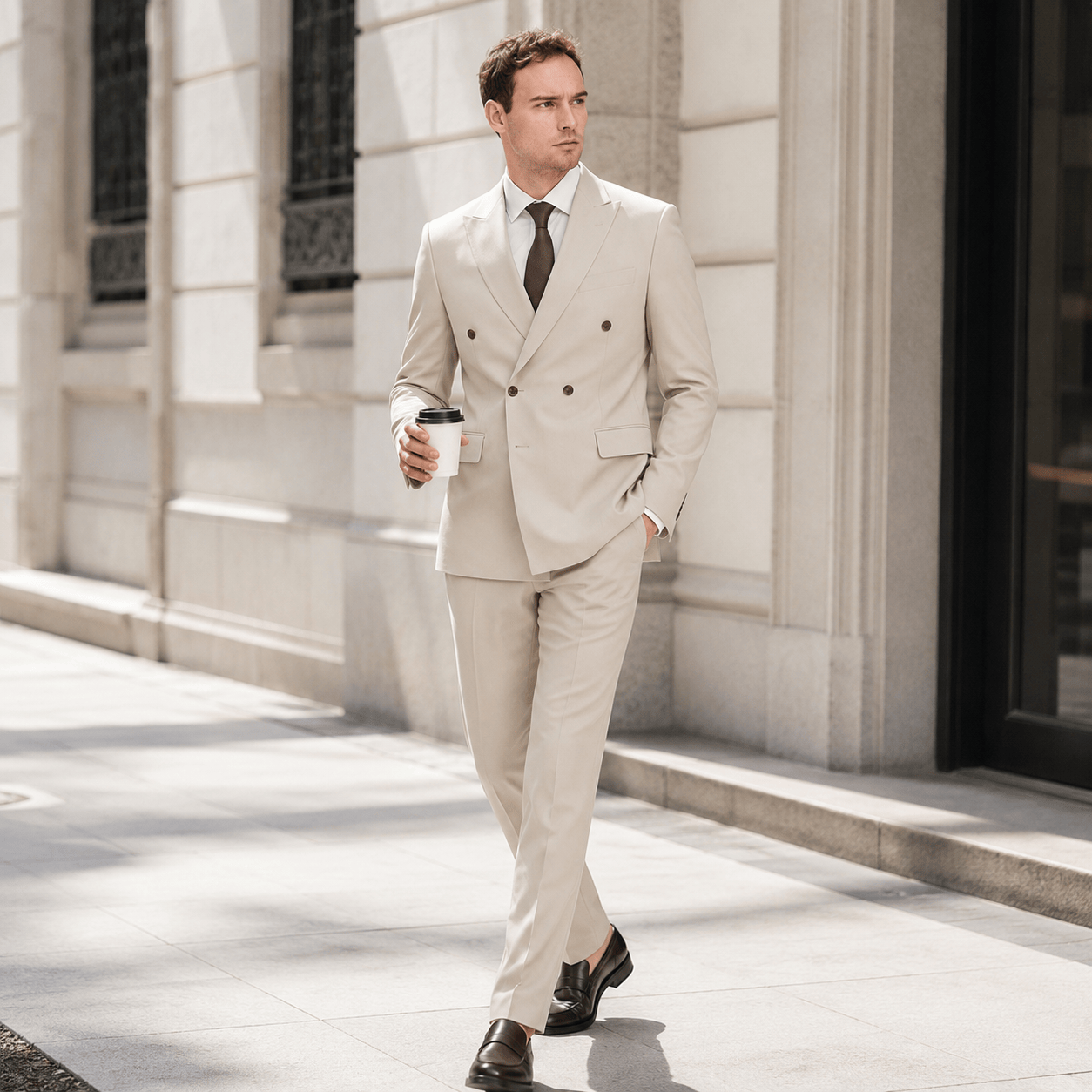 ceehuteey Handsome Men's Suit Double Breasted 2 Piece Suits (Blazer+Pants)