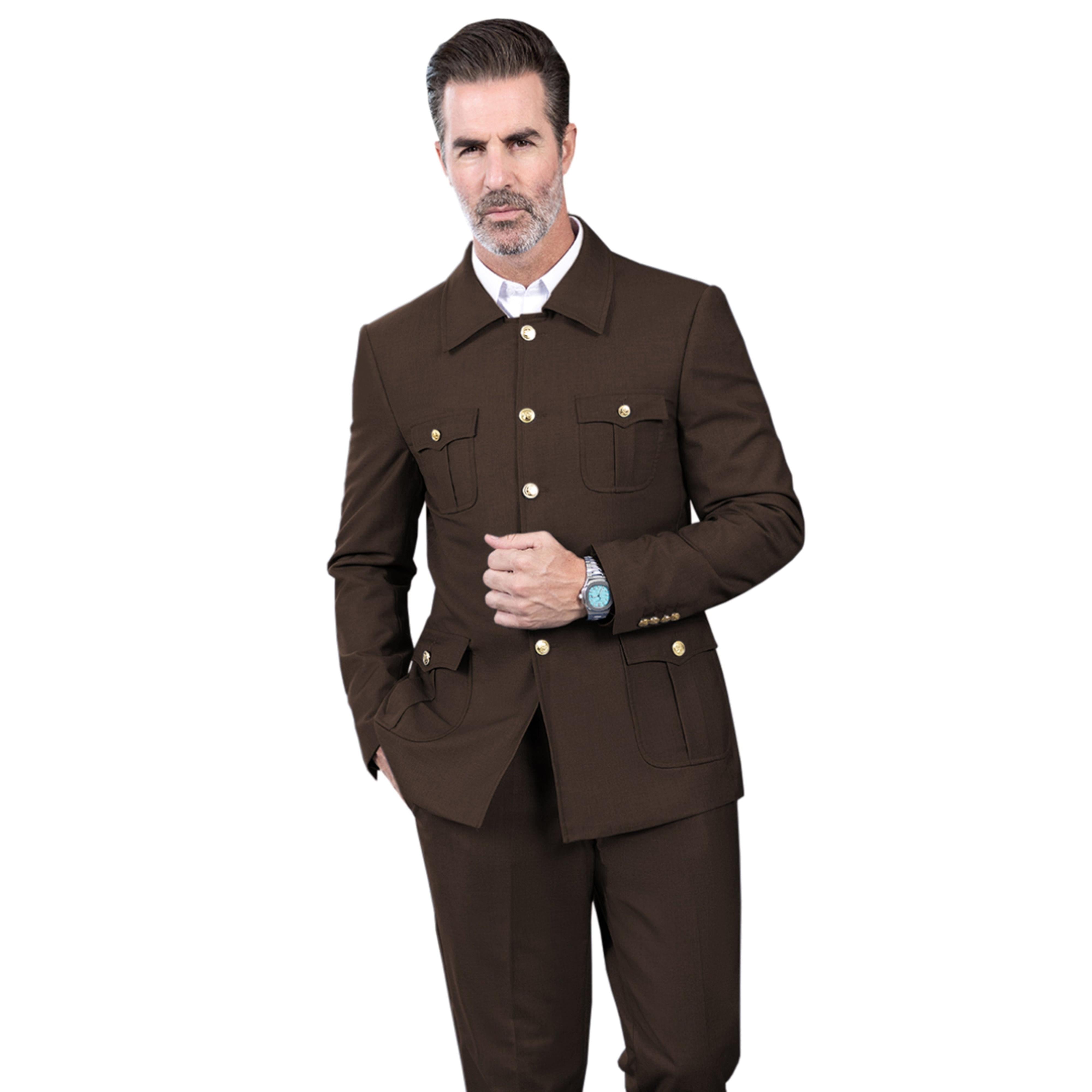 ceehuteey Men's 2 Piece Lapel With Metal Clasp Classic Fit vintage Suit