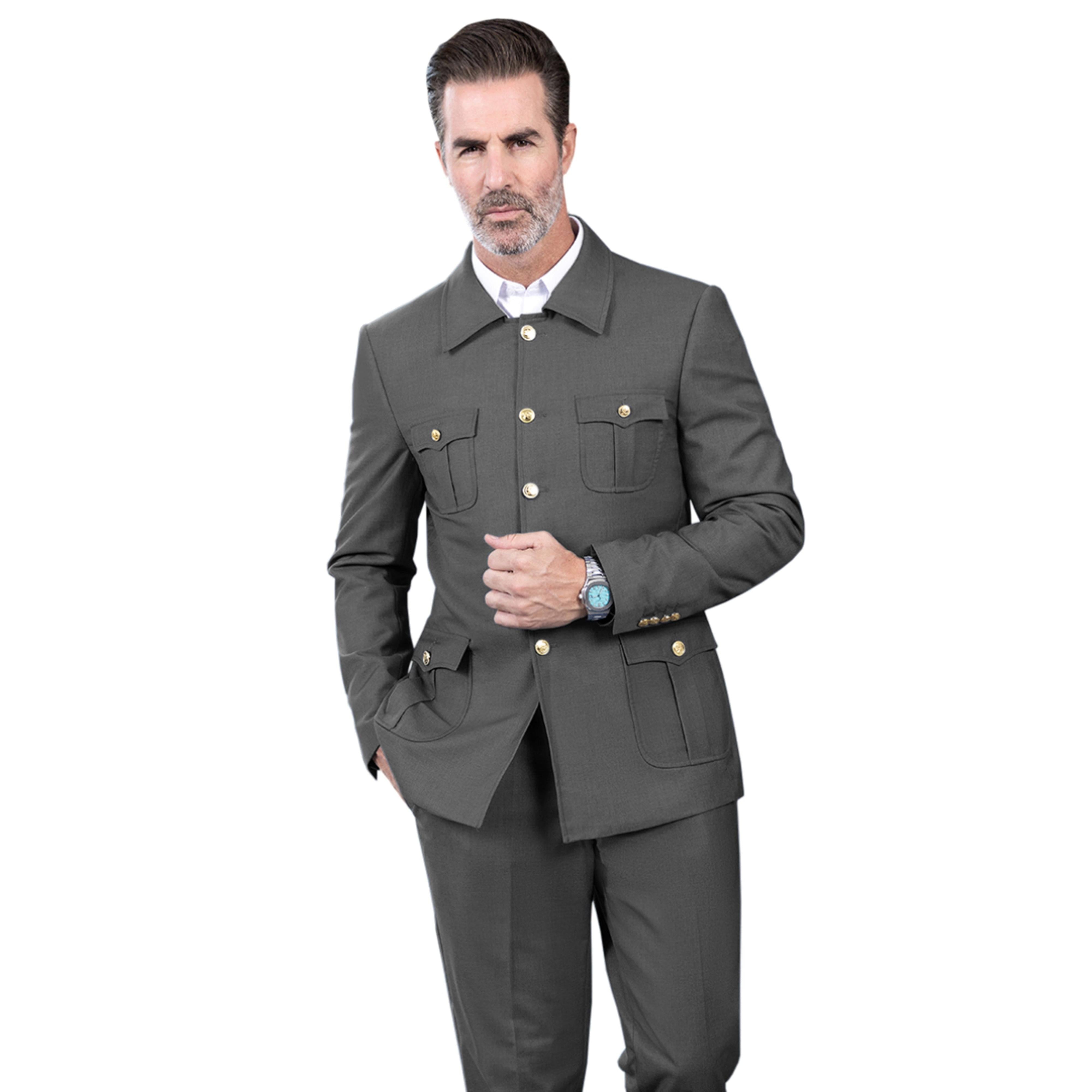 ceehuteey Men's 2 Piece Lapel With Metal Clasp Classic Fit vintage Suit