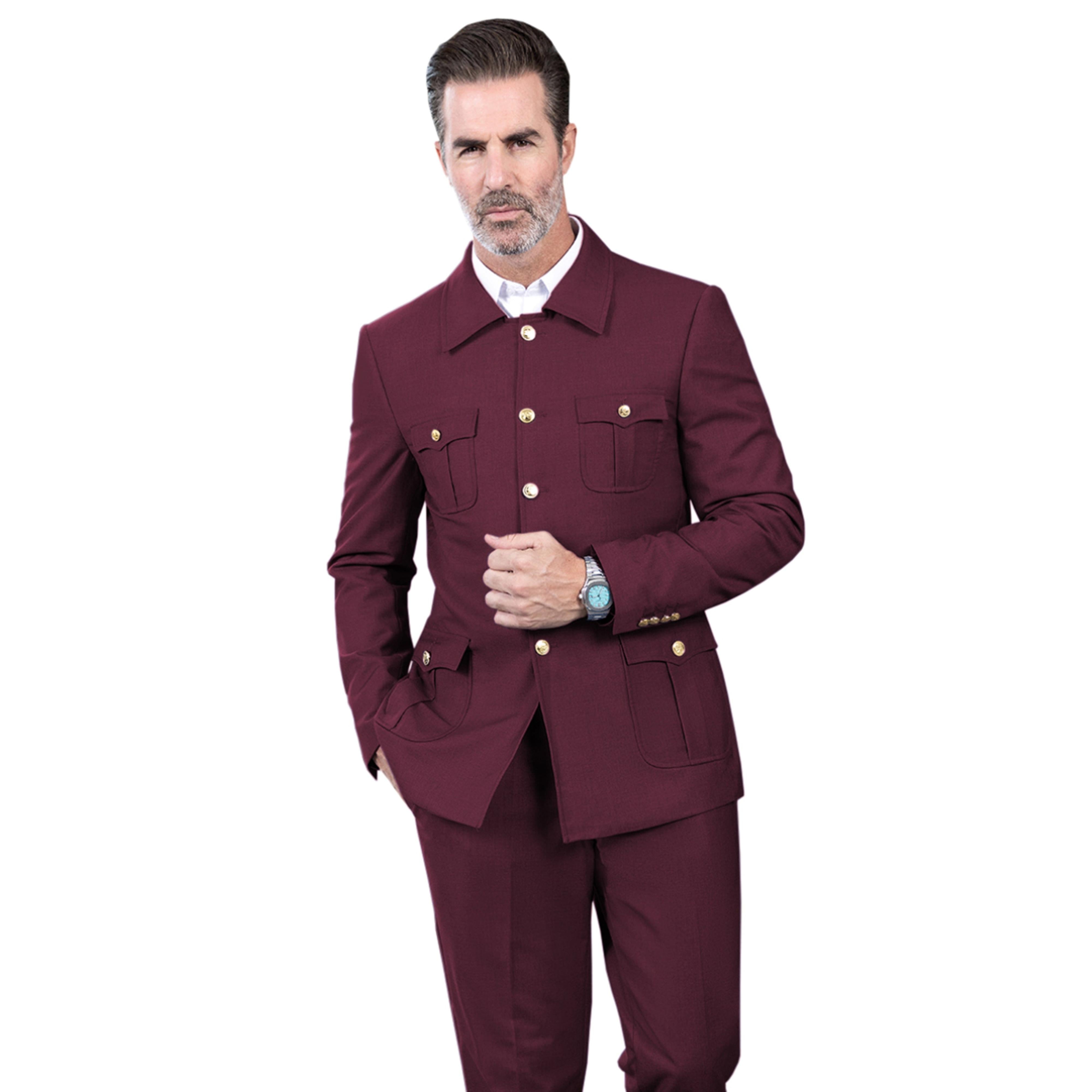 ceehuteey Men's 2 Piece Lapel With Metal Clasp Classic Fit vintage Suit