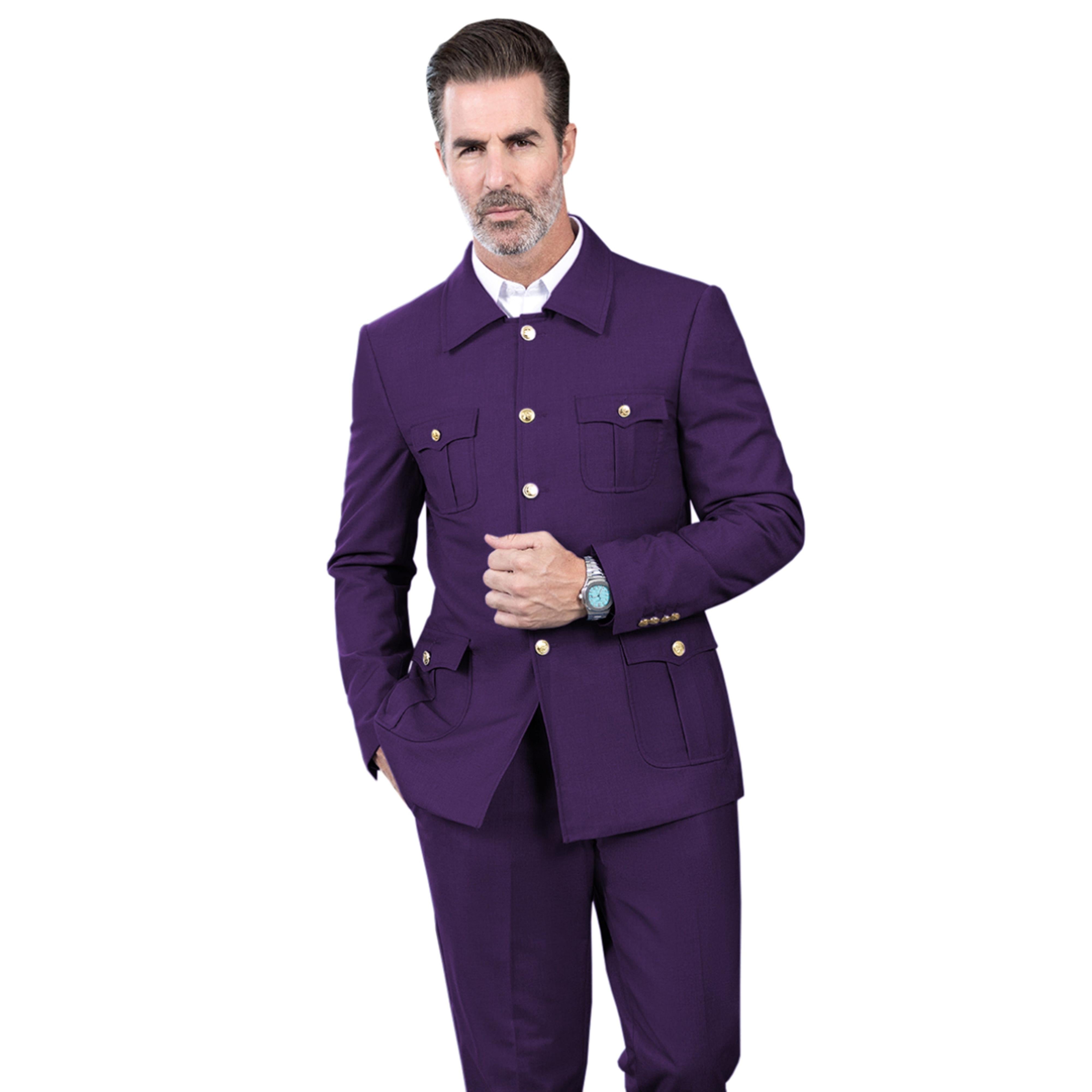 ceehuteey Men's 2 Piece Lapel With Metal Clasp Classic Fit vintage Suit