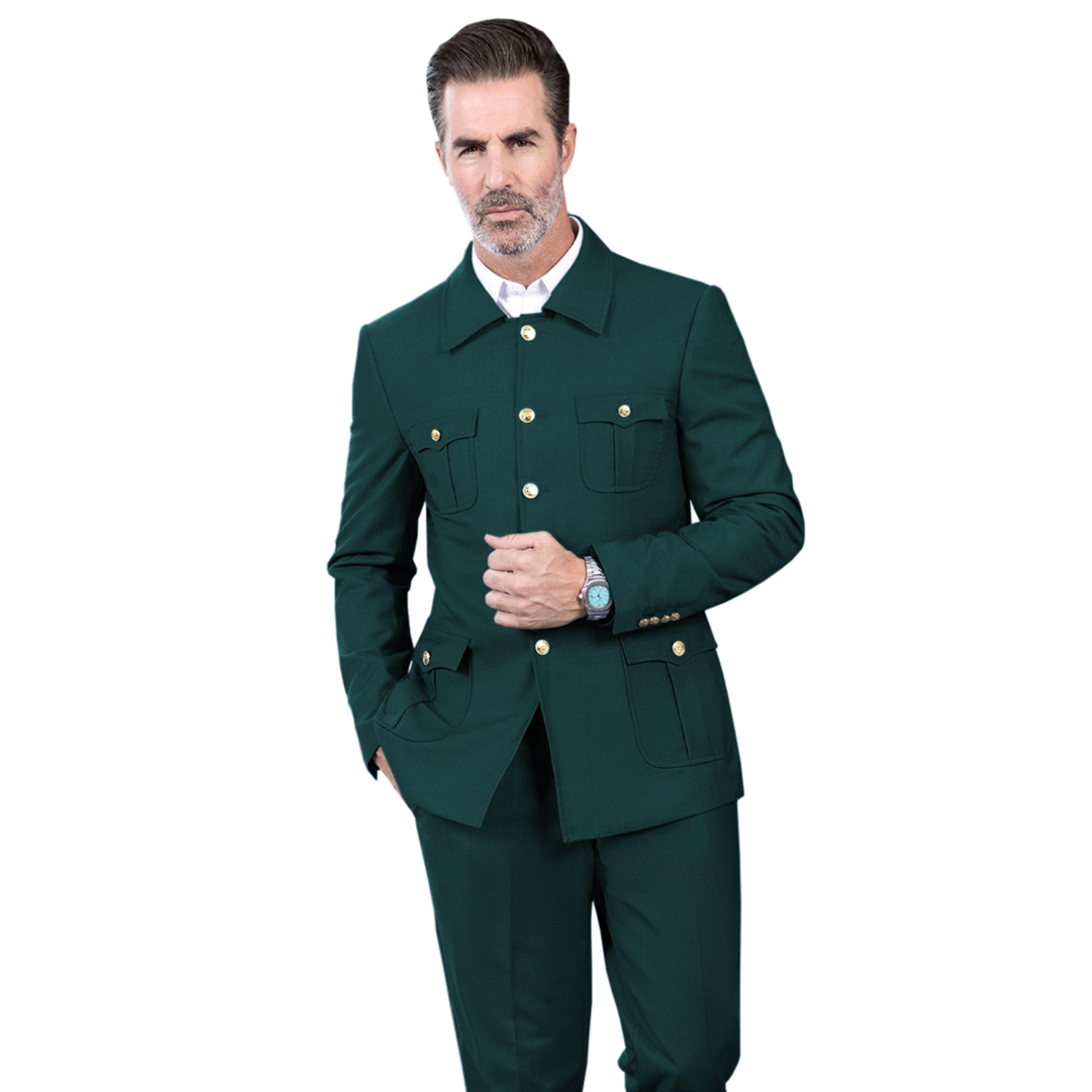 ceehuteey Men's 2 Piece Lapel With Metal Clasp Classic Fit vintage Suit