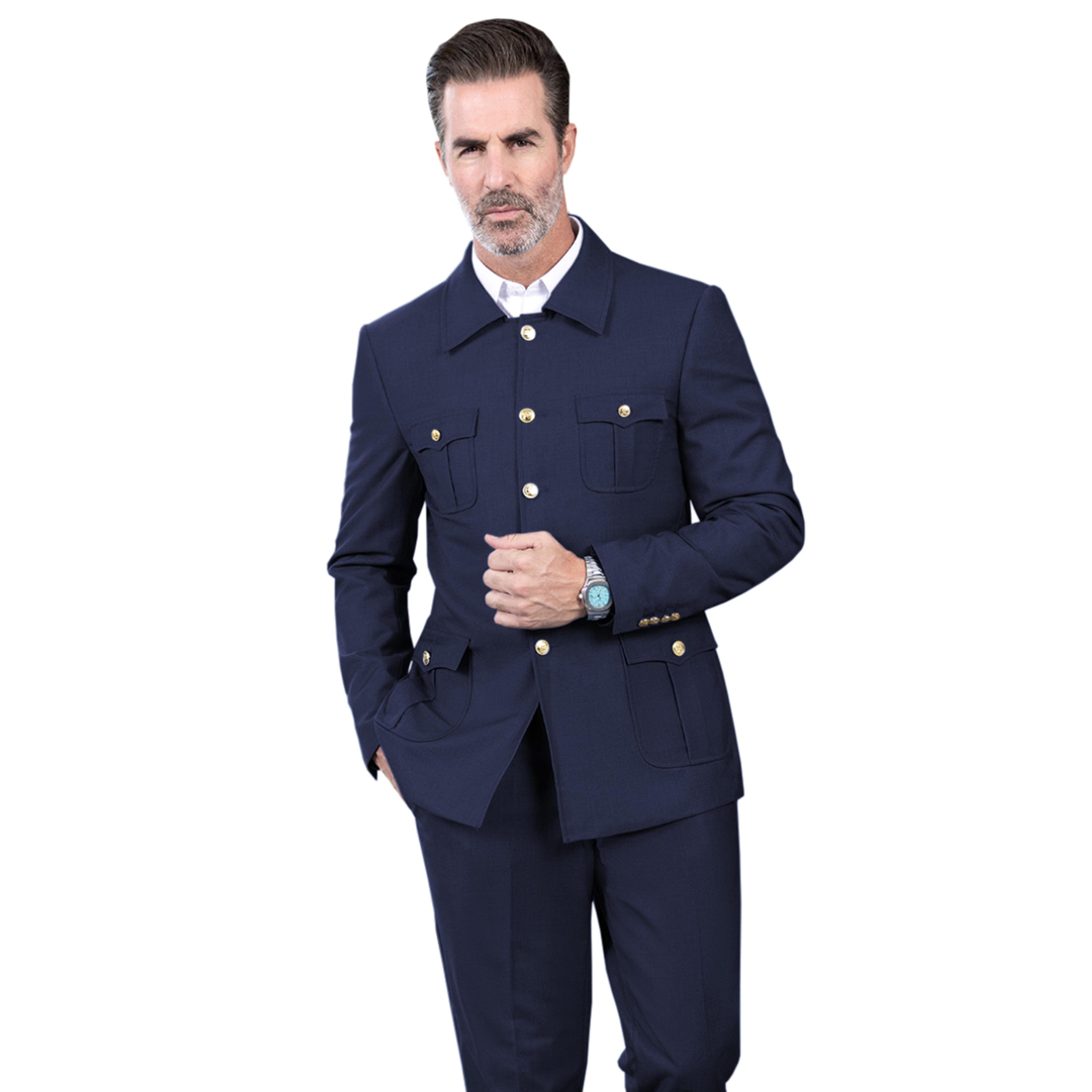 ceehuteey Men's 2 Piece Lapel With Metal Clasp Classic Fit vintage Suit