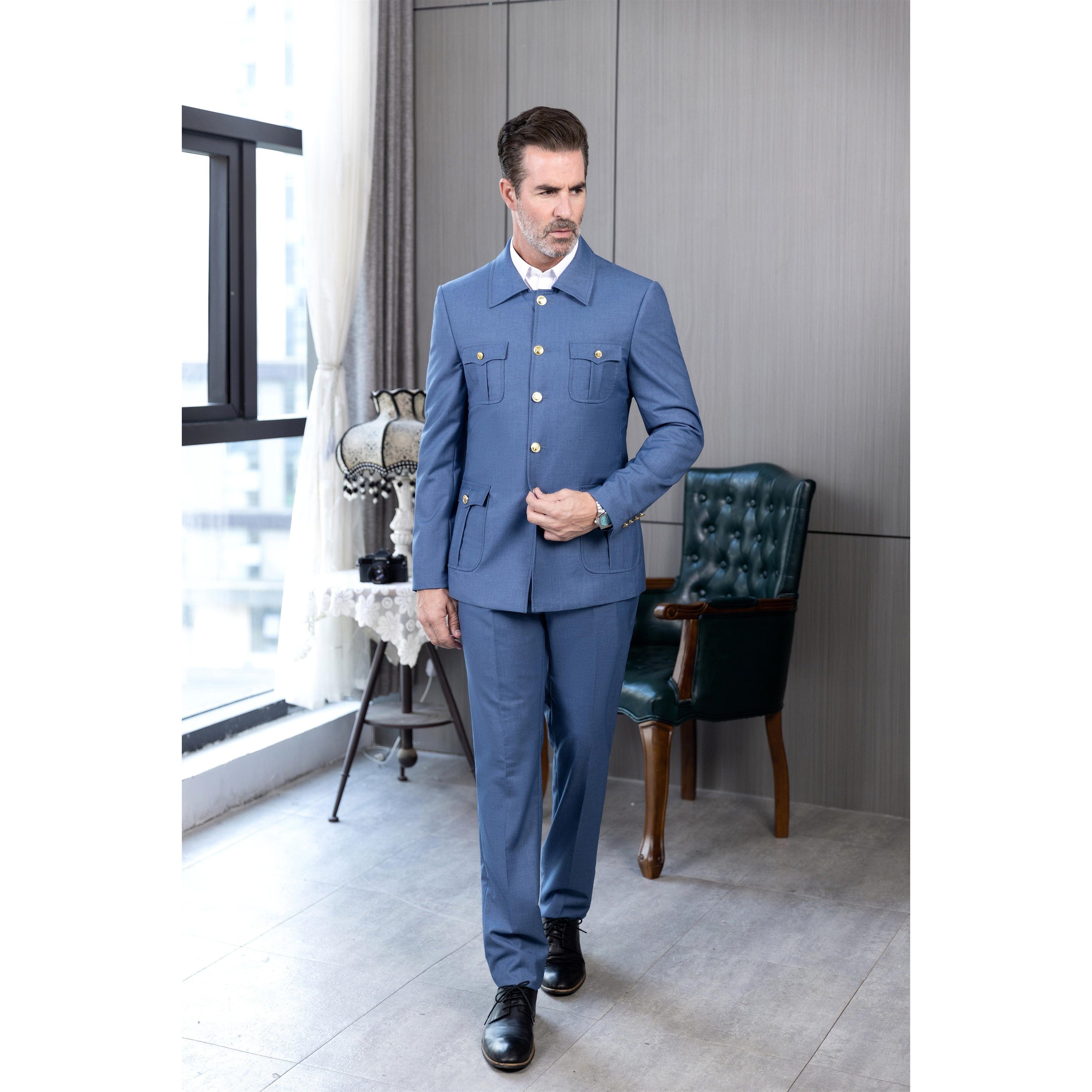 ceehuteey Men's 2 Piece Lapel With Metal Clasp Classic Fit vintage Suit