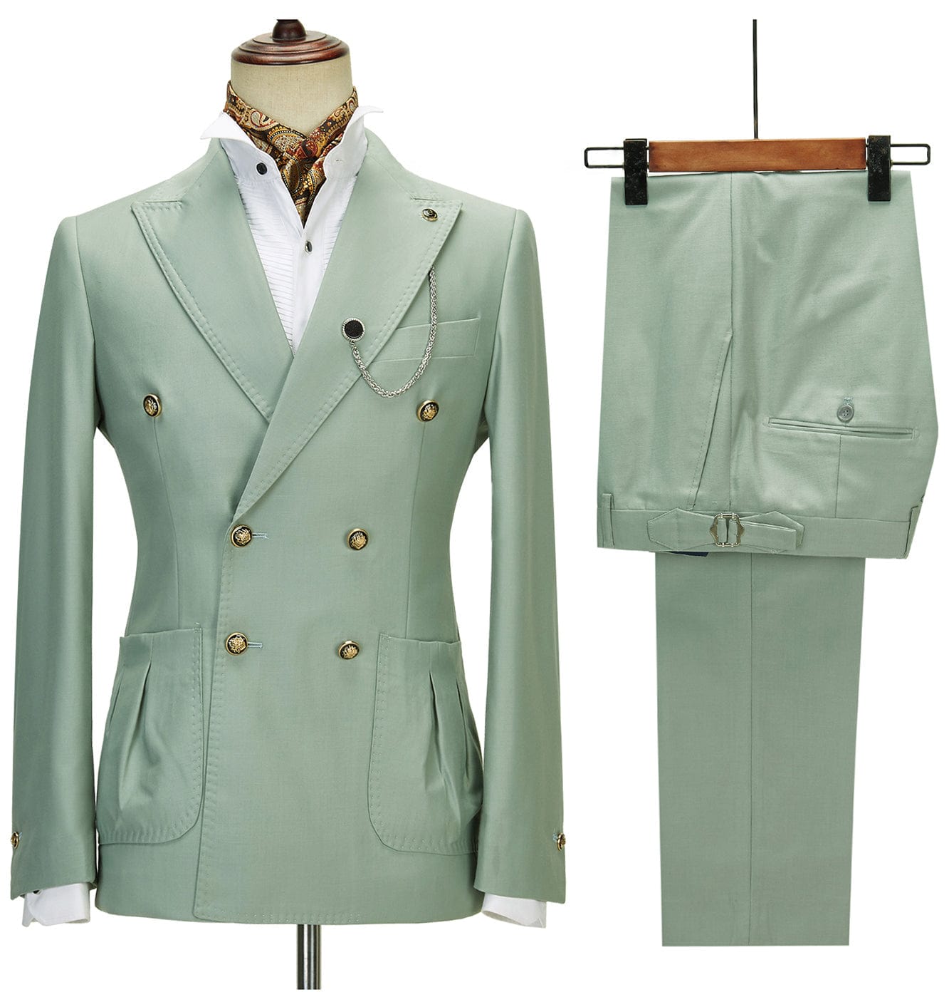 ceehuteey Men's 2 Piece Peak Lapel With Metal Clasp Slim Fit Stylish Tuxedo Suit Set