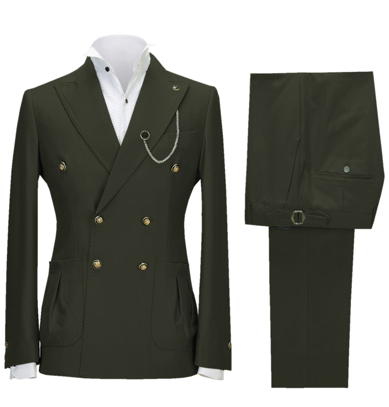 ceehuteey Men's 2 Piece Peak Lapel With Metal Clasp Slim Fit Stylish Tuxedo Suit Set