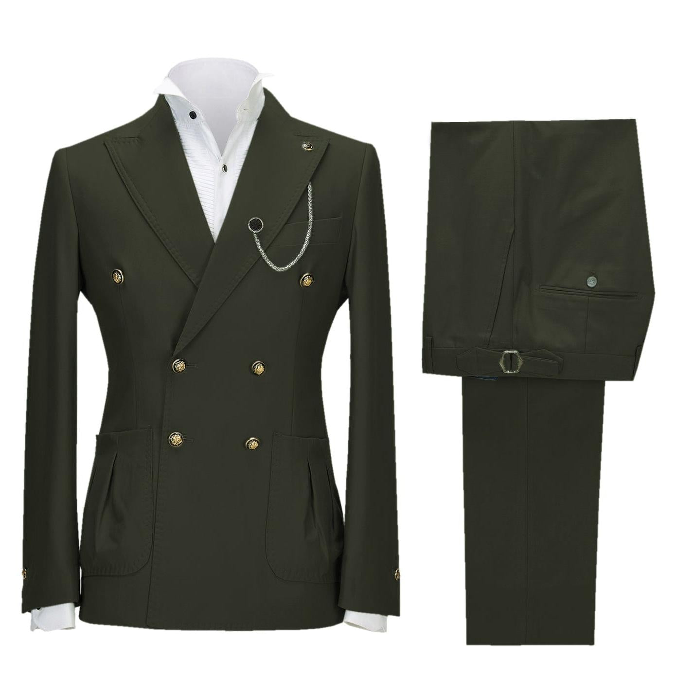 ceehuteey Men's 2 Piece Peak Lapel With Metal Clasp Slim Fit Stylish Tuxedo Suit Set