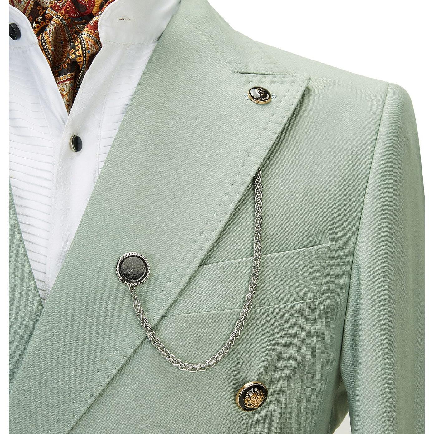 ceehuteey Men's 2 Piece Peak Lapel With Metal Clasp Slim Fit Stylish Tuxedo Suit Set