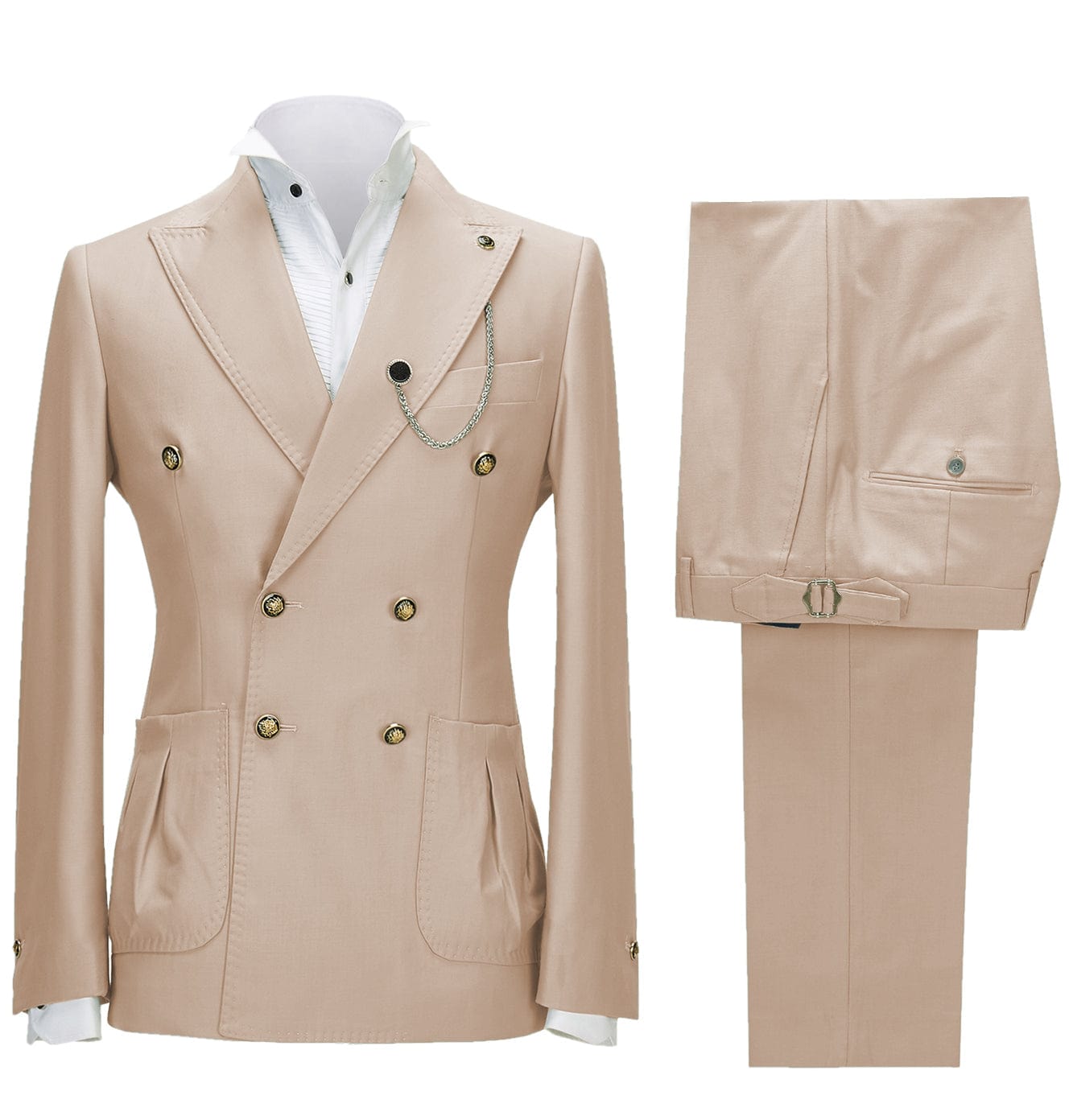 ceehuteey Men's 2 Piece Peak Lapel With Metal Clasp Slim Fit Stylish Tuxedo Suit Set