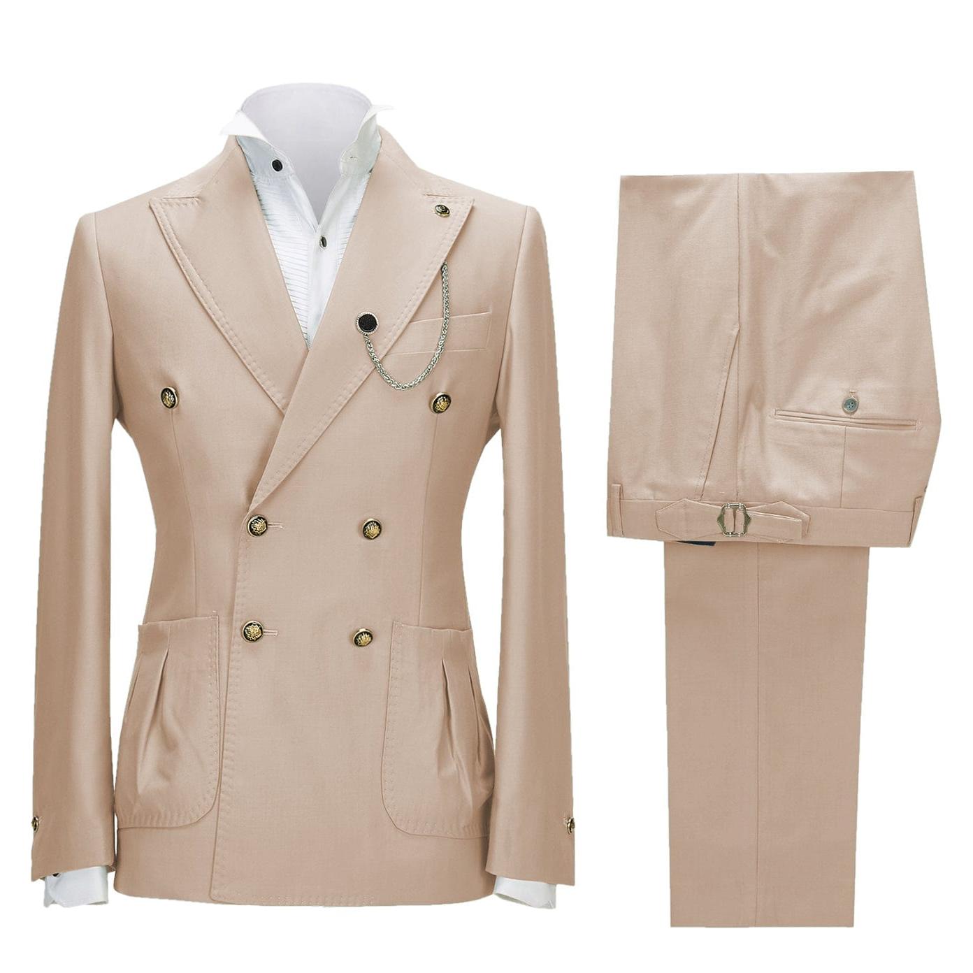 ceehuteey Men's 2 Piece Peak Lapel With Metal Clasp Slim Fit Stylish Tuxedo Suit Set