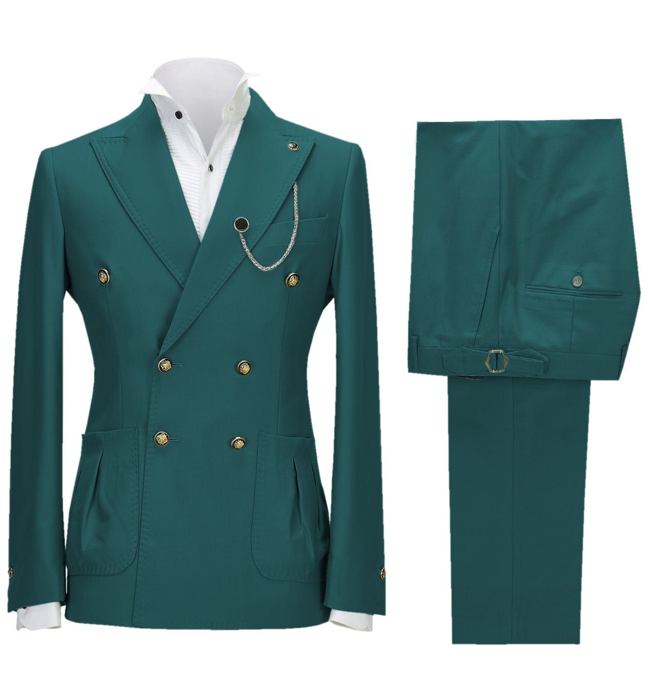 ceehuteey Men's 2 Piece Peak Lapel With Metal Clasp Slim Fit Stylish Tuxedo Suit Set