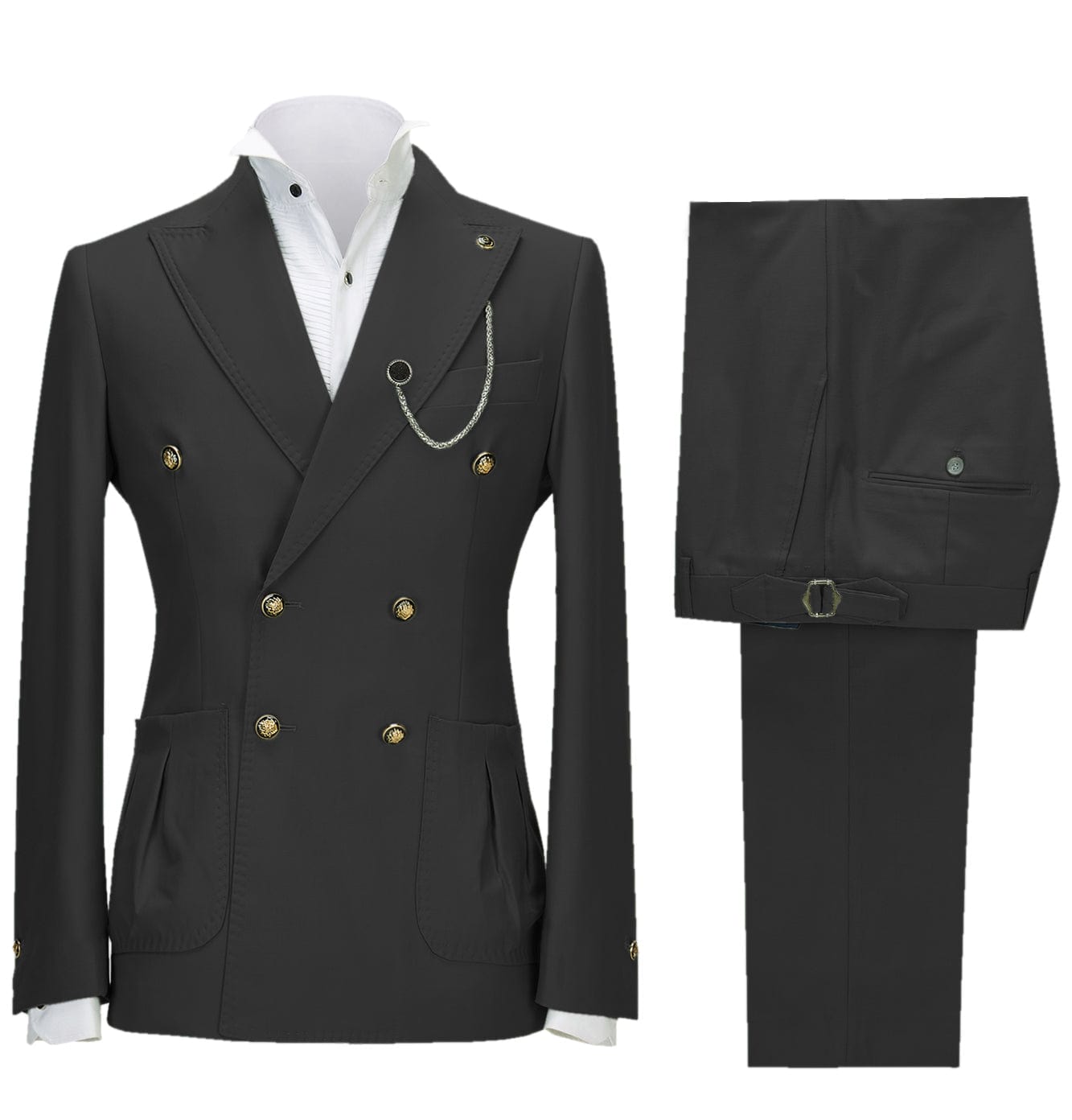 ceehuteey Men's 2 Piece Peak Lapel With Metal Clasp Slim Fit Stylish Tuxedo Suit Set