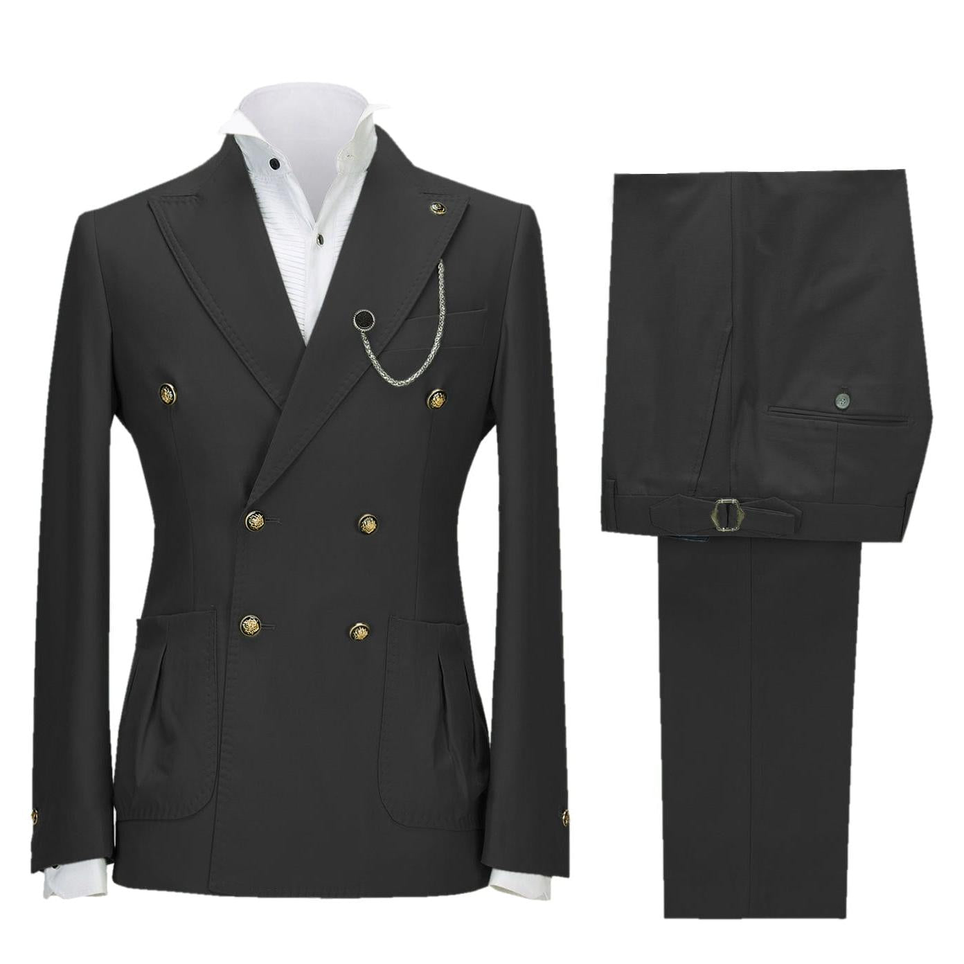 ceehuteey Men's 2 Piece Peak Lapel With Metal Clasp Slim Fit Stylish Tuxedo Suit Set