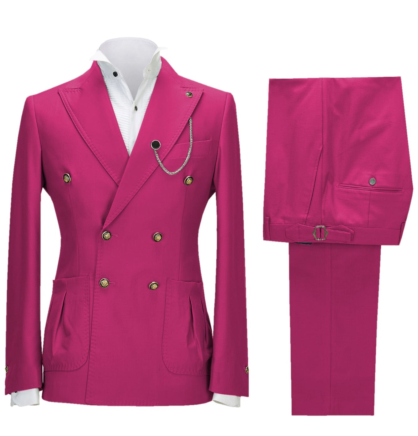 ceehuteey Men's 2 Piece Peak Lapel With Metal Clasp Slim Fit Stylish Tuxedo Suit Set