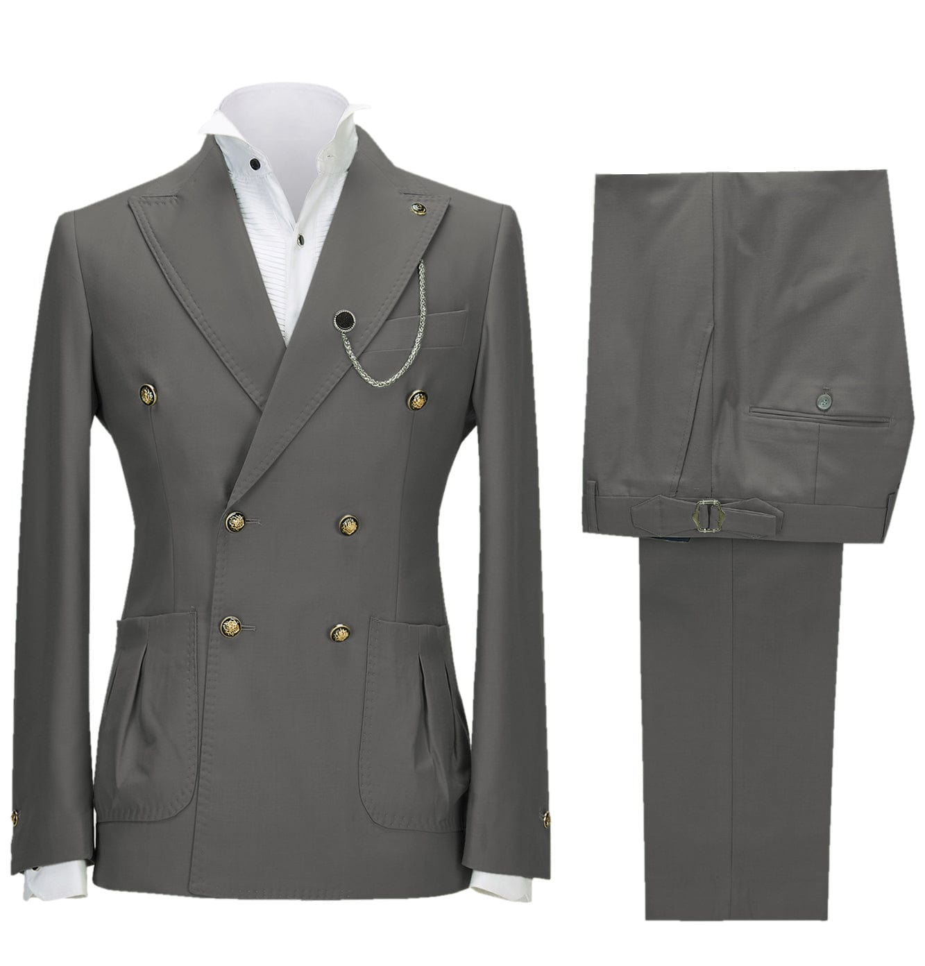 ceehuteey Men's 2 Piece Peak Lapel With Metal Clasp Slim Fit Stylish Tuxedo Suit Set