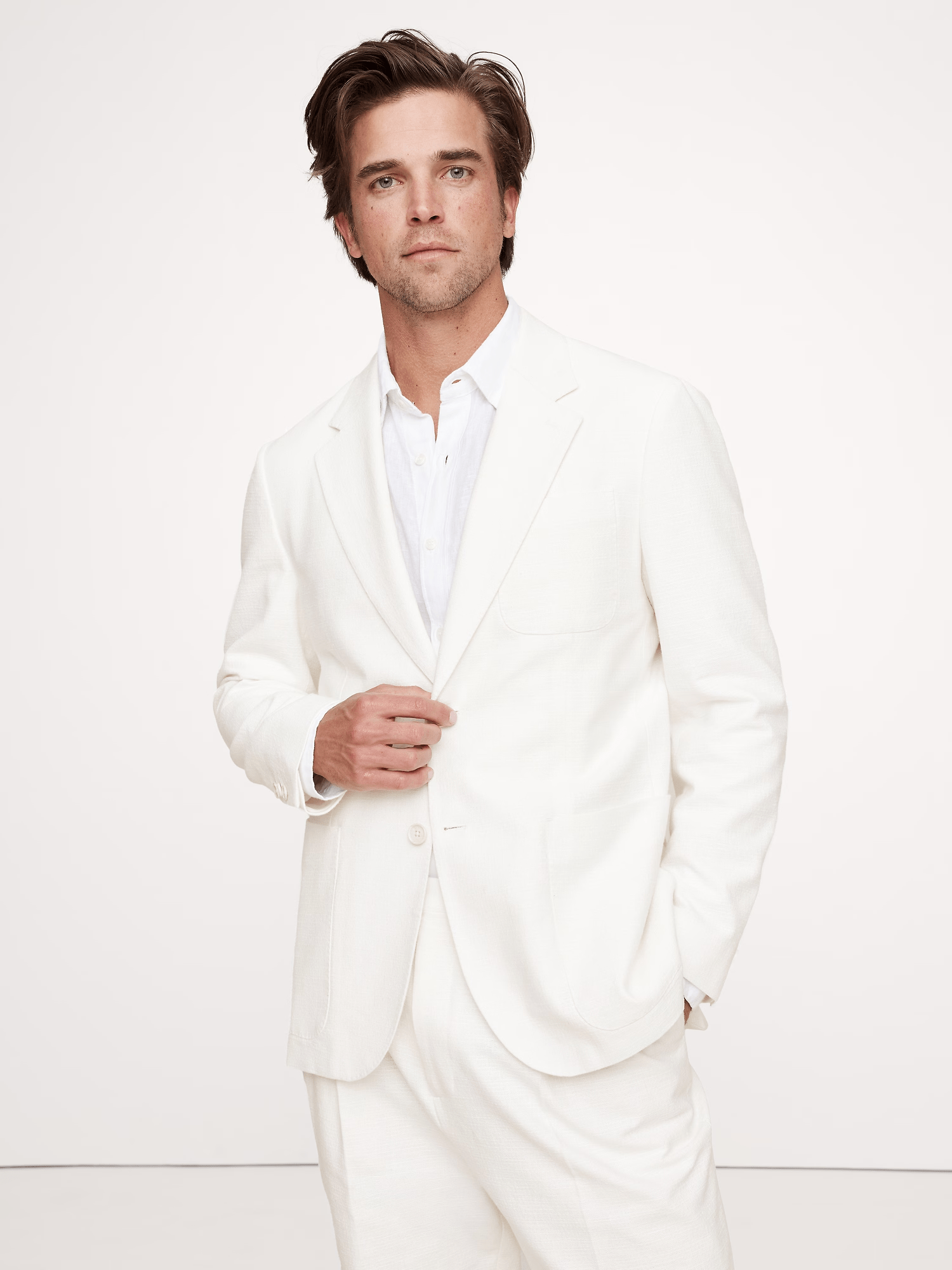 ceehuteey Men's 2 Piece Slim Fit White Notch Lapel Fashion Multiple Occasions Western Tuxedos Suit( Blazer+ Pant)