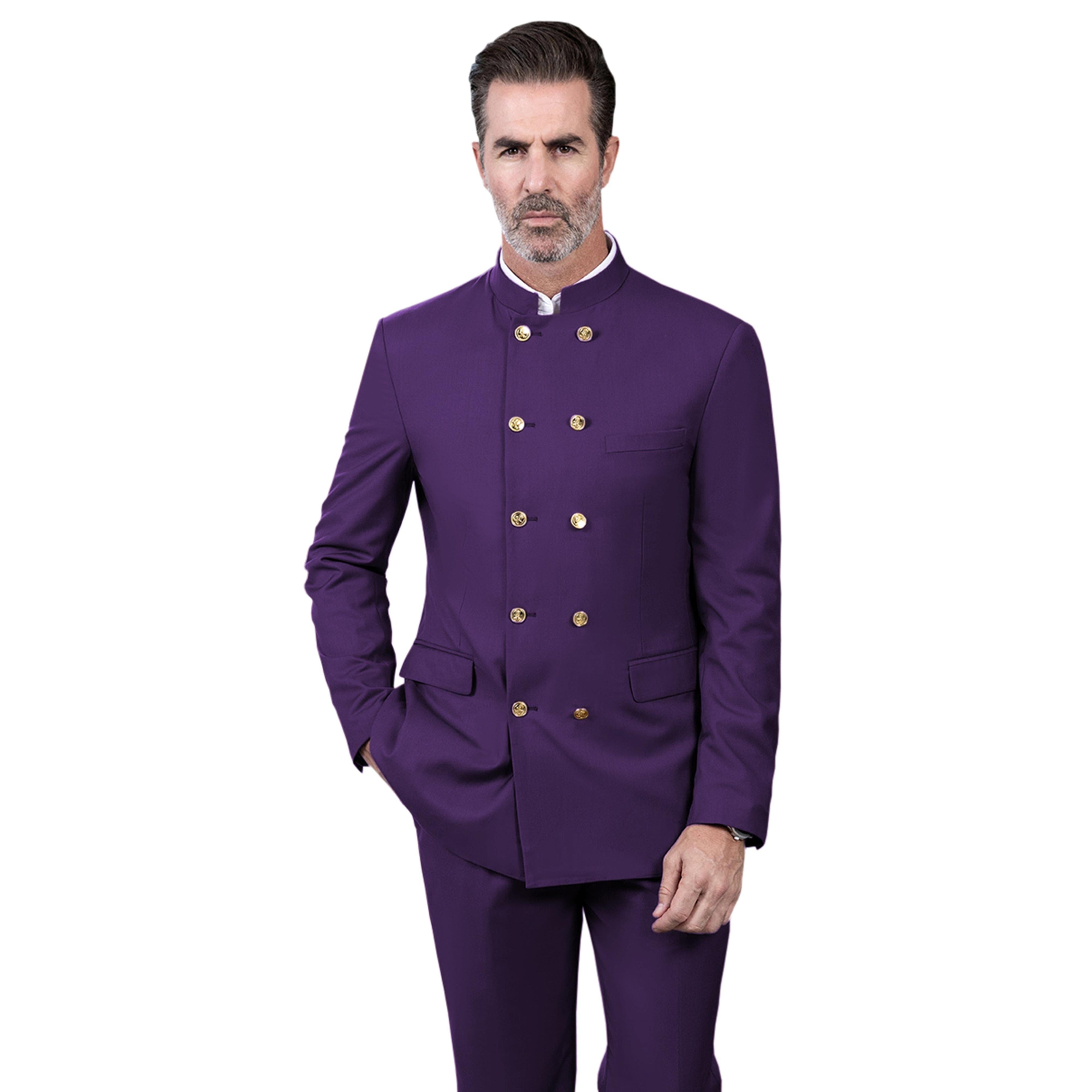 ceehuteey Men's 2 Piece With Metal Clasp Classic Fit vintage Double Breasted Suit