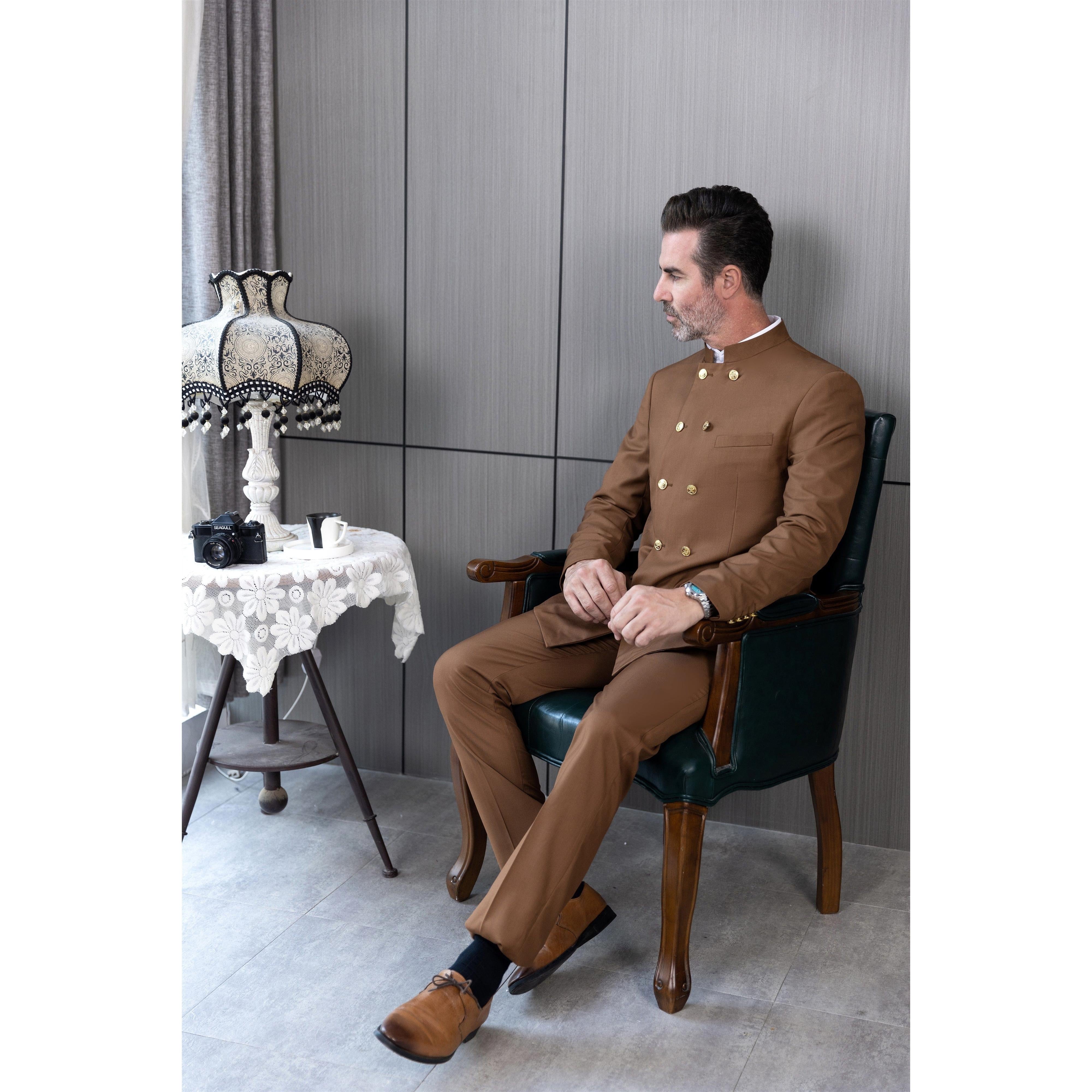 ceehuteey Men's 2 Piece With Metal Clasp Classic Fit vintage Double Breasted Suit