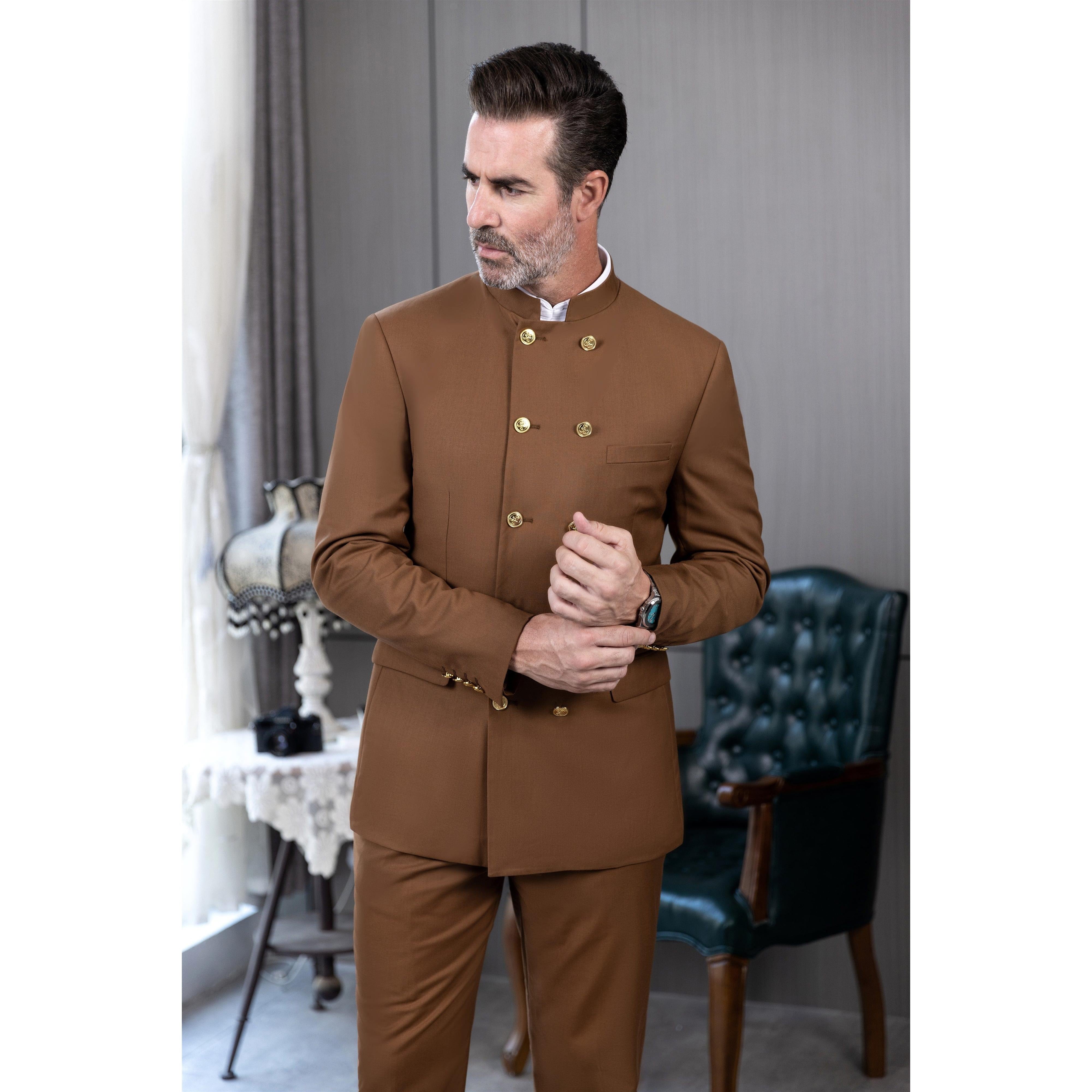 ceehuteey Men's 2 Piece With Metal Clasp Classic Fit vintage Double Breasted Suit