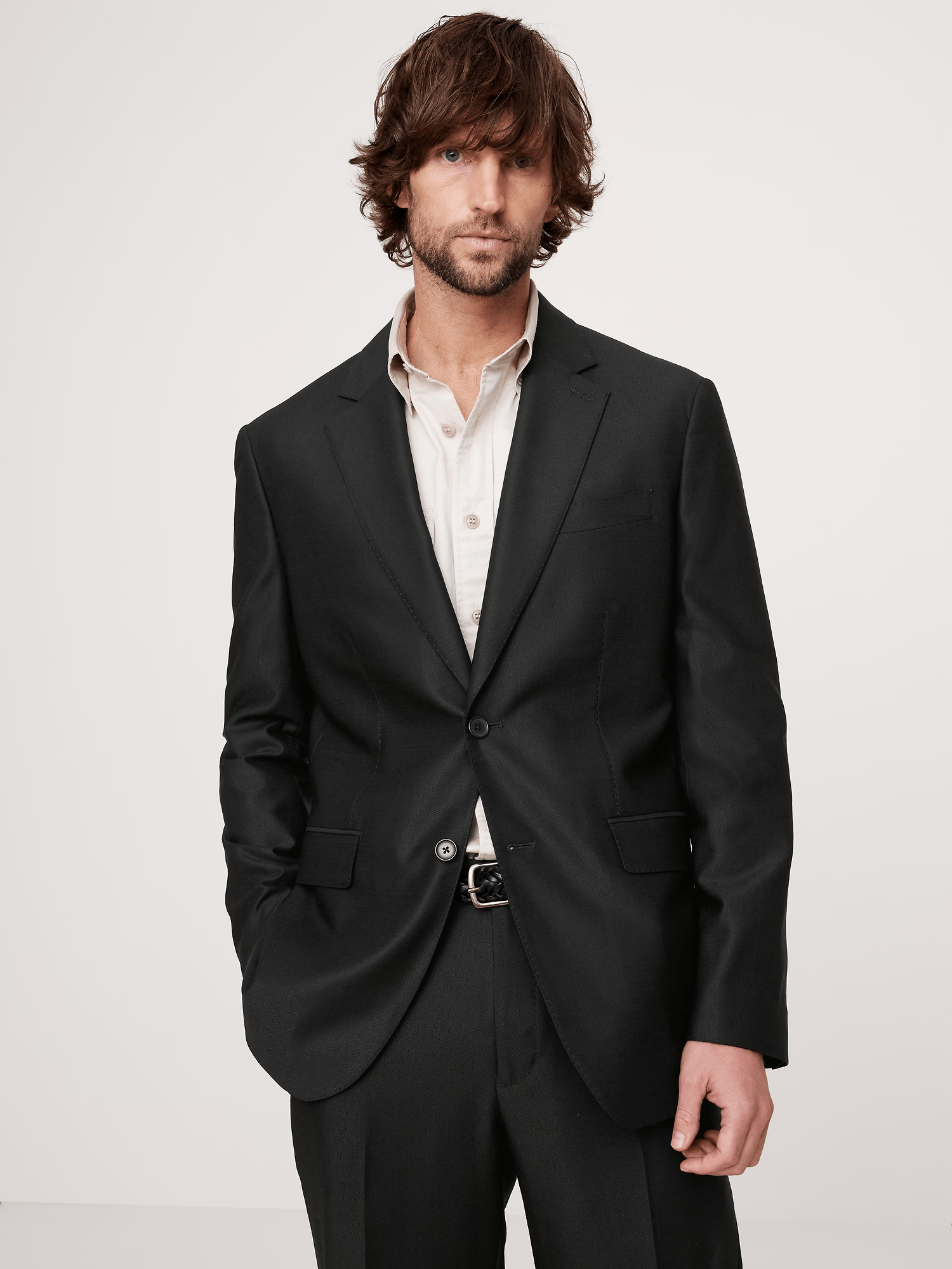 ceehuteey Men's 2 Pieces Black Fashion Notch Lapel Business Multiple Occasions Suit (Blazer+Pants)