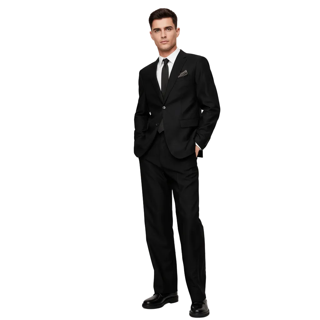 ceehuteey Men's 2 Pieces Black Signature Fashion Notch Lapel Business Multiple Occasions Suit (Blazer+Pants)
