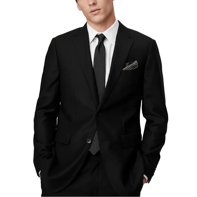 ceehuteey Men's 2 Pieces Black Signature Fashion Notch Lapel Business Multiple Occasions Suit (Blazer+Pants)