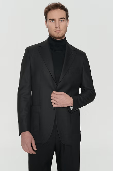 ceehuteey Men's 2 Pieces Black Signature Fashion Notch Lapel Business Occasions Suit (Blazer+Pants)