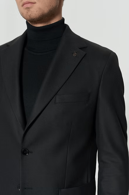 ceehuteey Men's 2 Pieces Black Signature Fashion Notch Lapel Business Occasions Suit (Blazer+Pants)