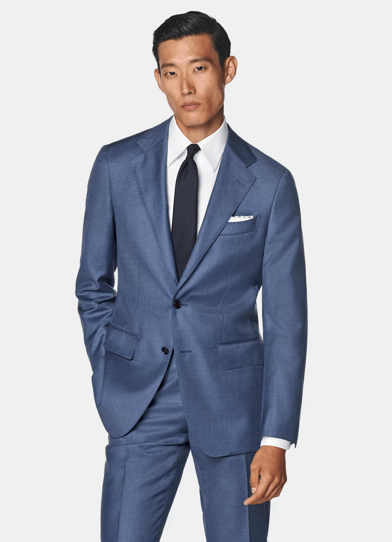 ceehuteey Men's 2 Pieces Blue Business Formal Notch Lapel Suit (Blazer+Pants)