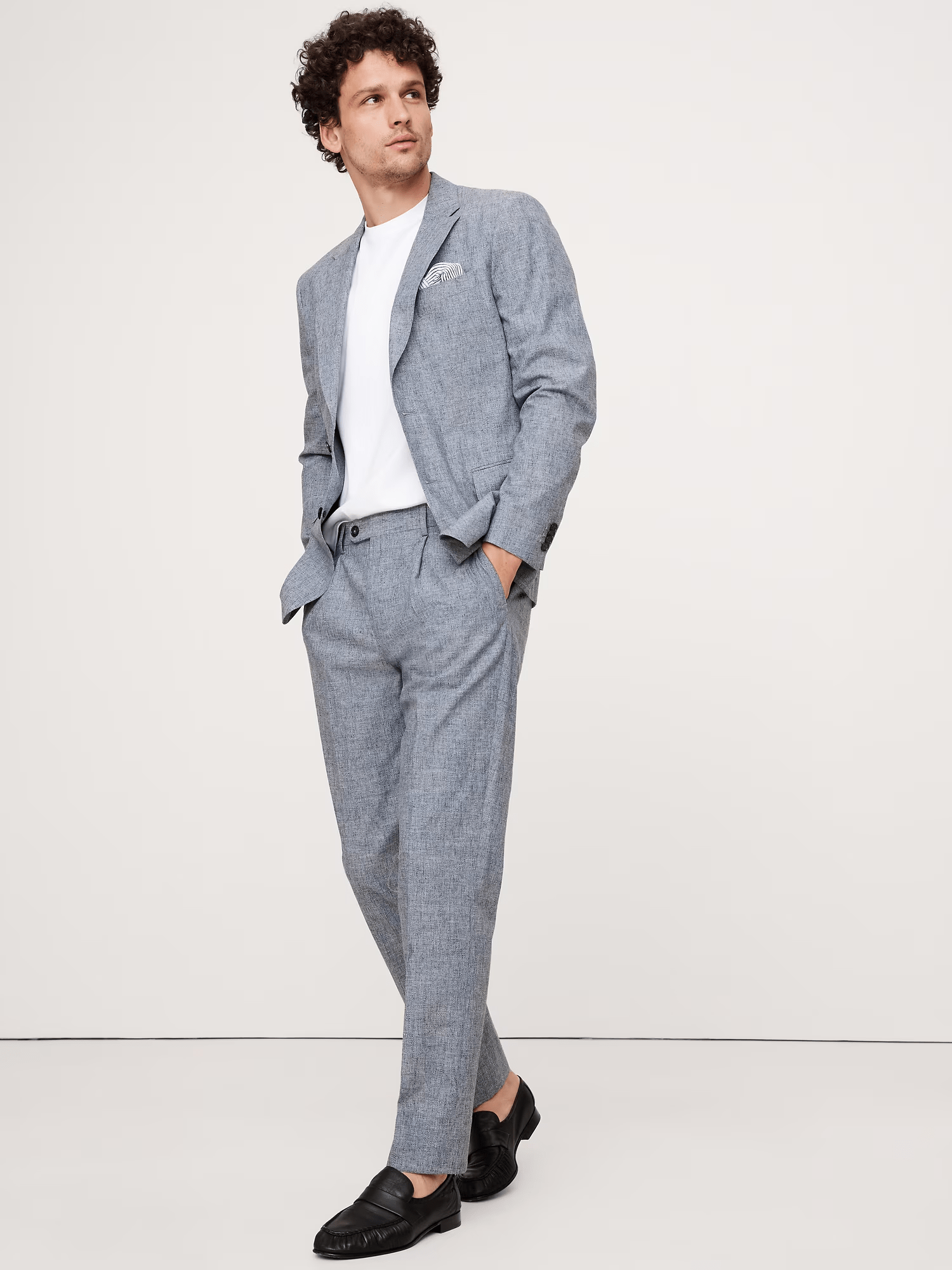 ceehuteey Men's 2 Pieces Blue Cotton-Linen stylish Beige Notch Lapel Summer Leisure Suit Jacket (Blazer+Pants)
