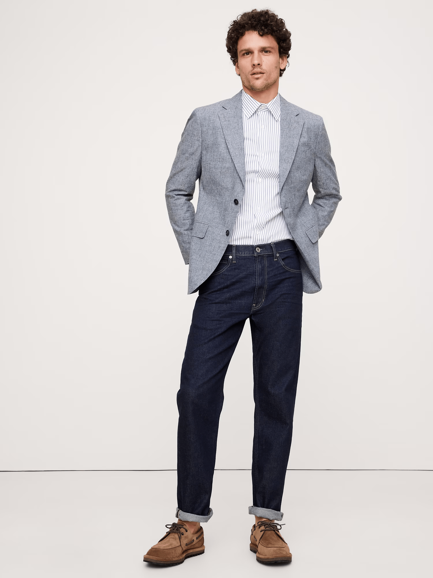 ceehuteey Men's 2 Pieces Blue Cotton-Linen stylish Beige Notch Lapel Summer Leisure Suit Jacket (Blazer+Pants)