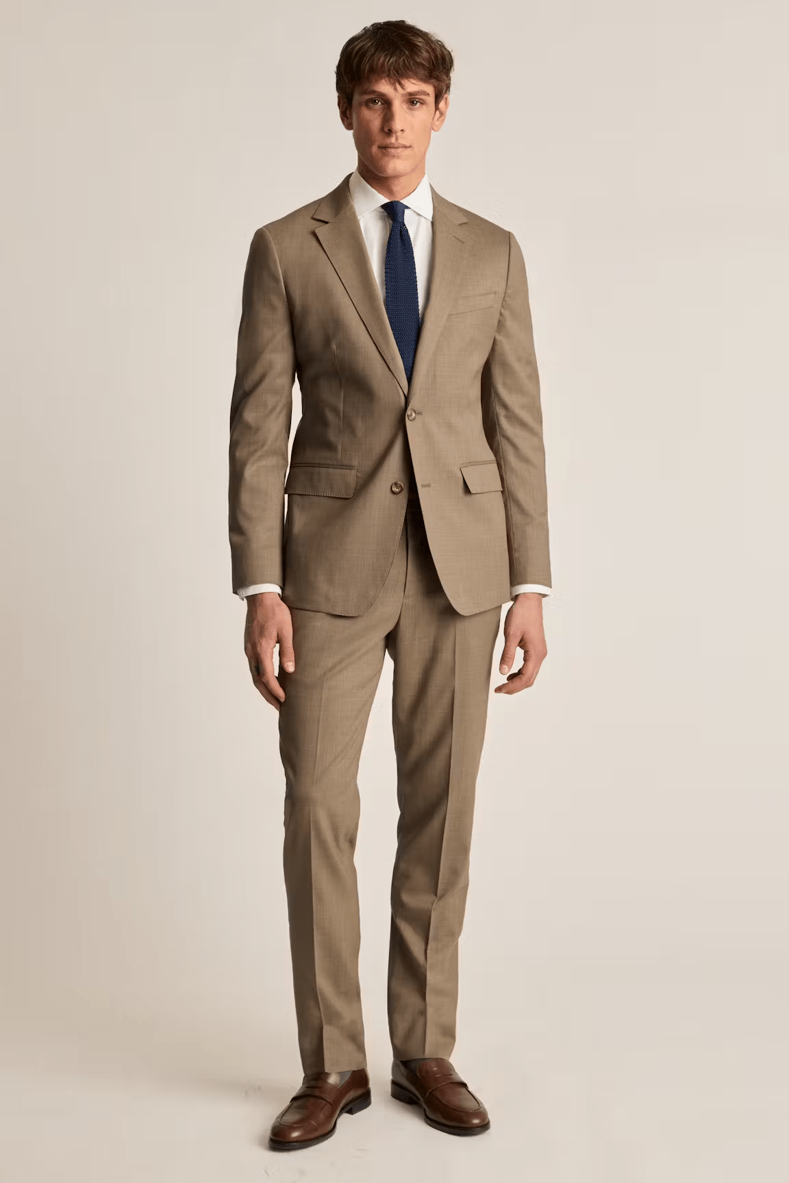 ceehuteey Men's 2 Pieces Brown Casual Fashion Notch Lapel Multiple Occasions Suit (Blazer+Pants)