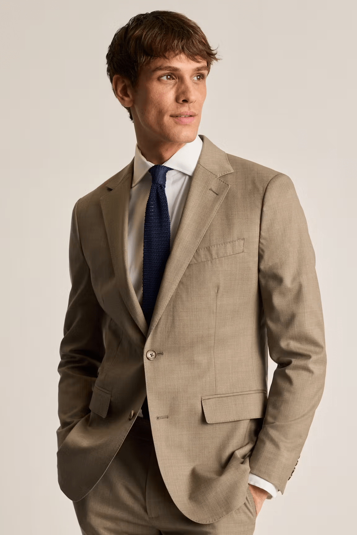 ceehuteey Men's 2 Pieces Brown Casual Fashion Notch Lapel Multiple Occasions Suit (Blazer+Pants)