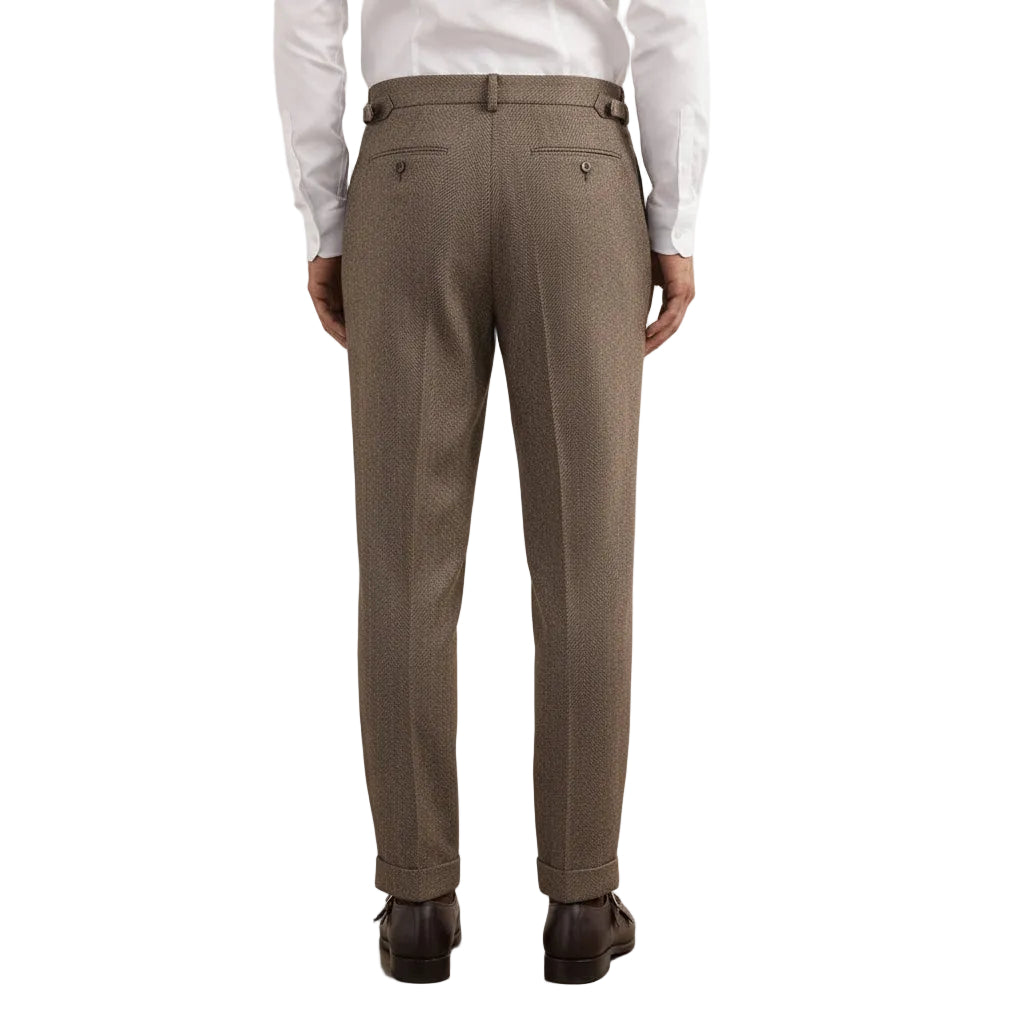 ceehuteey Men's 2 Pieces Brown Gentleman Double Breasted Herringbone Notch Lapel Mens Suit (Blazer+Pants)