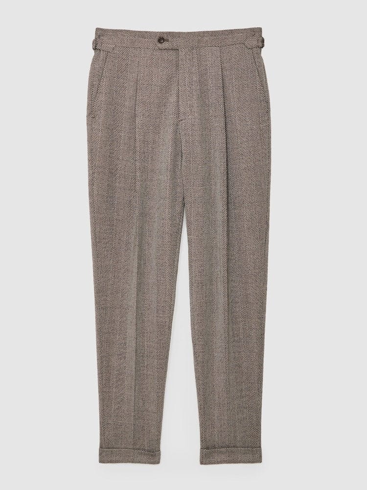 ceehuteey Men's 2 Pieces Brown Gentleman Double Breasted Herringbone Notch Lapel Mens Suit (Blazer+Pants)