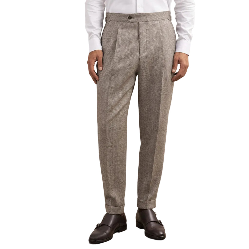 ceehuteey Men's 2 Pieces Brown Gentleman Double Breasted Herringbone Notch Lapel Mens Suit (Blazer+Pants)