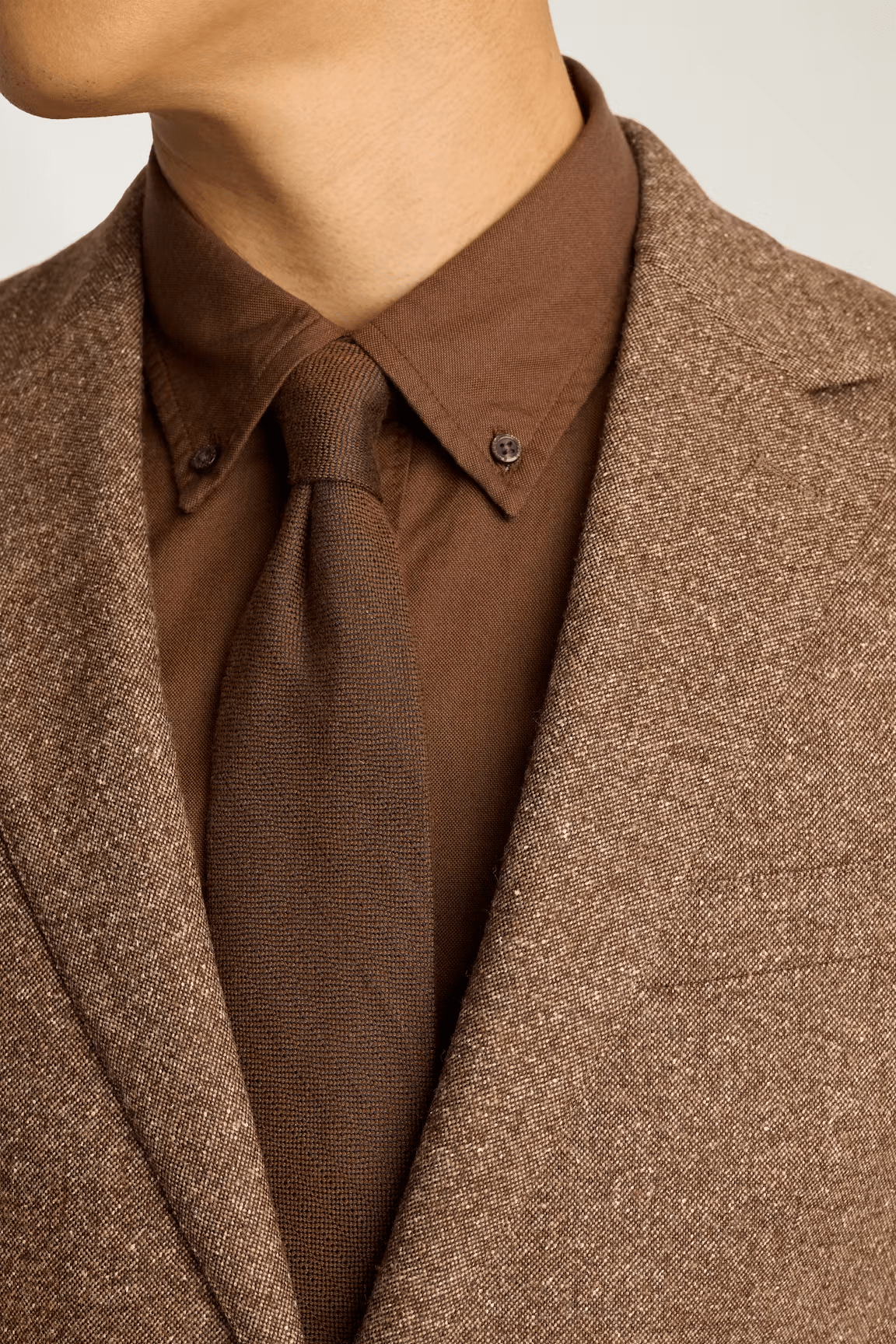 ceehuteey Men's 2 Pieces Brown Tweed Herringbone Fashion Notch Lapel Suit (Blazer+Pants)