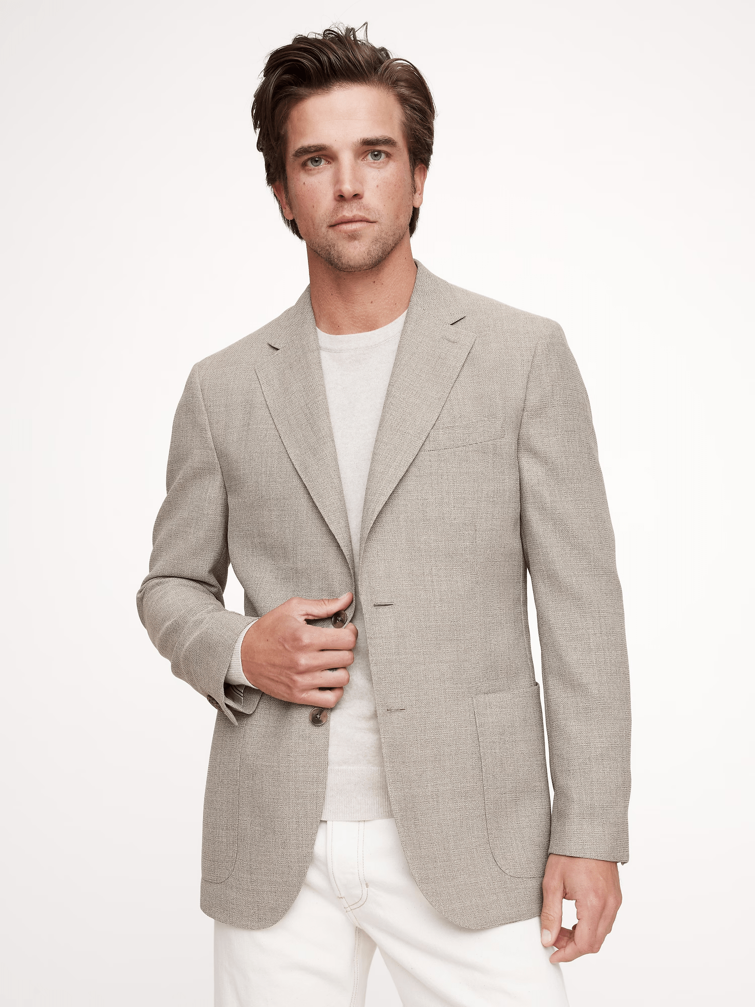 ceehuteey Men's 2 Pieces Camel Tweed Wool Herringbone Fashion Notch Lapel Suit (Blazer+Pants)