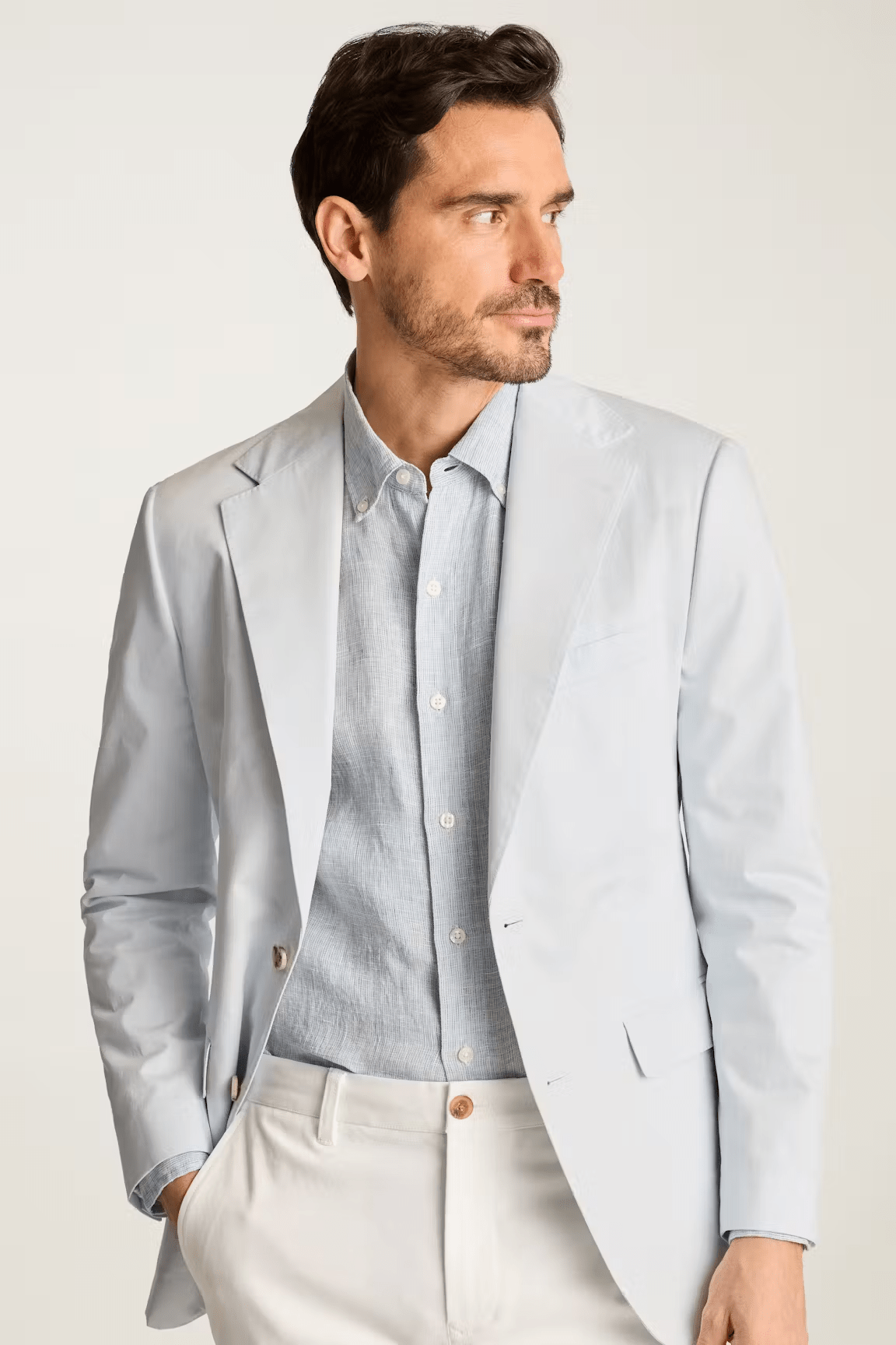 ceehuteey Men's 2 Pieces Casual Fashion Light Blue Notch Lapel Suit (Blazer+Pants)
