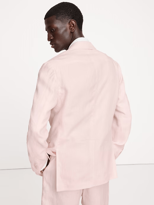 ceehuteey Men's 2 Pieces Cotton-Linen stylish Pink Notch Lapel Summer Leisure Cotton Shorts Set Suit Jacket (Blazer+Pants)