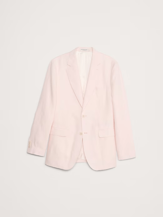 ceehuteey Men's 2 Pieces Cotton-Linen stylish Pink Notch Lapel Summer Leisure Cotton Shorts Set Suit Jacket (Blazer+Pants)