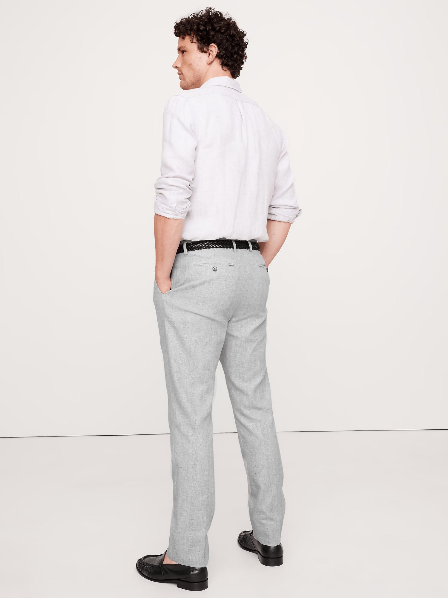 ceehuteey Men's 2 Pieces Cotton-Linen Tencel stylish Light Grey Handsome Notch Lapel Summer Leisure Suit Jacket (Blazer+Pants)
