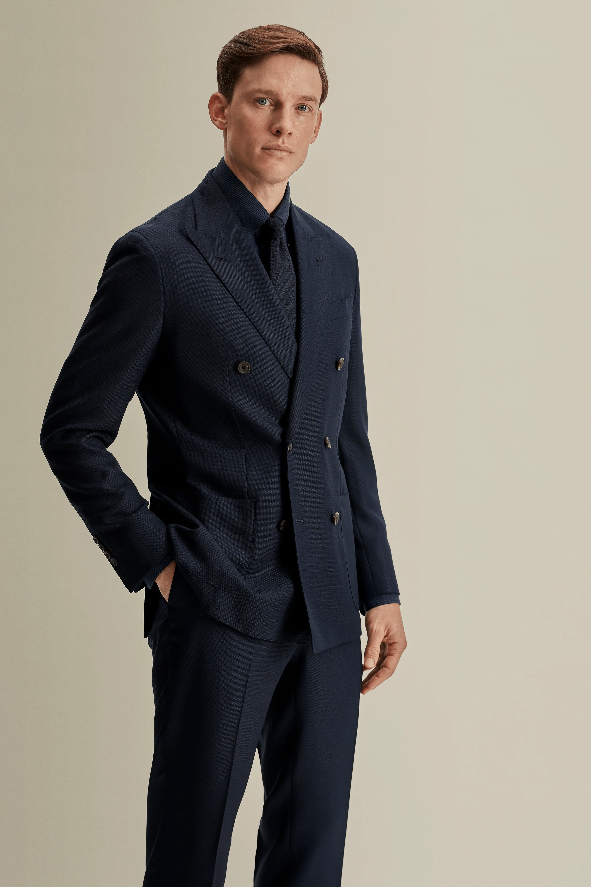 ceehuteey Men's 2 Pieces Double Breasted Herringbone Business Fashion Blazer Suit (Blazer+Pants)